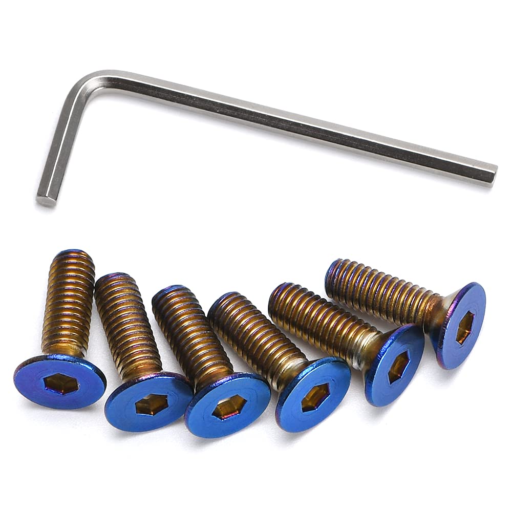 Pqy 6Pcs Steering Wheel Screw Bolts Taper M5  0.8 Length 15Mm Burnt Titanium Finish Flat Head