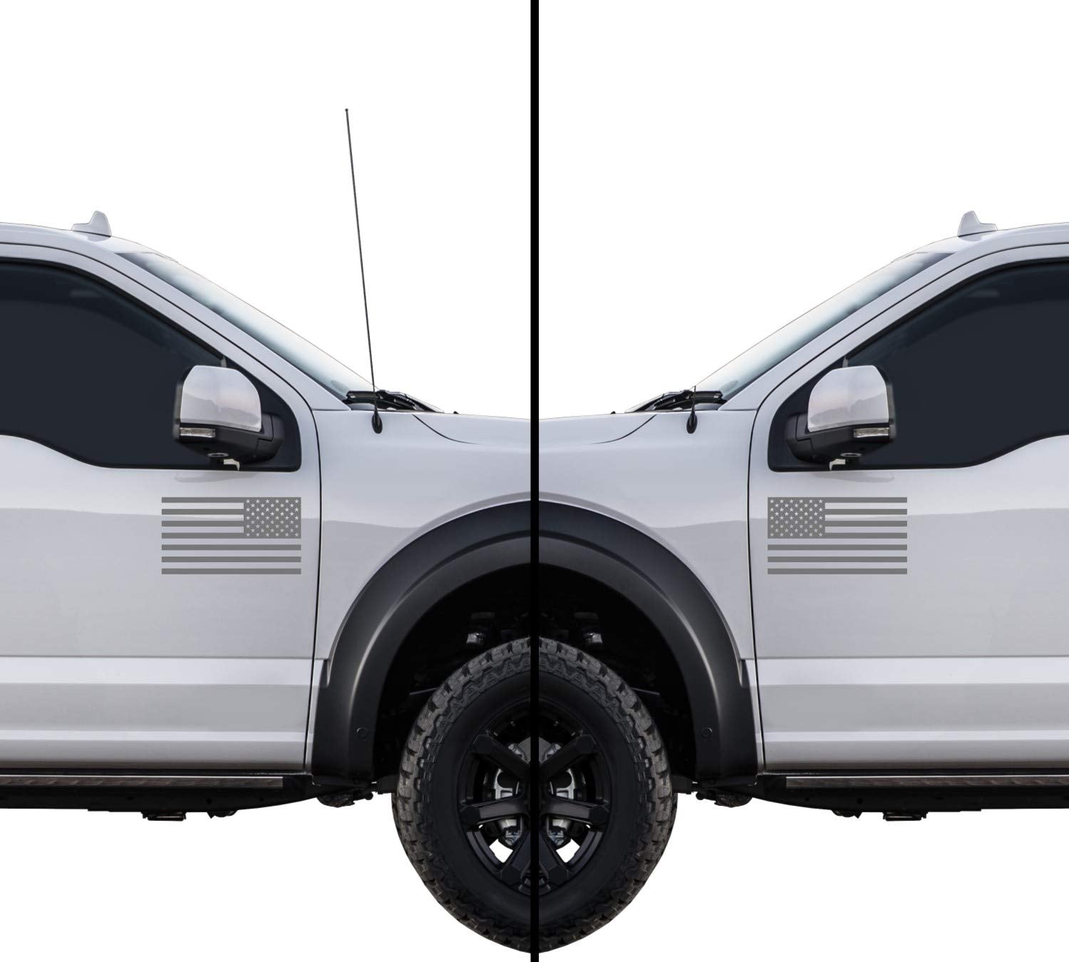 American Us Flag [Pick Color/Size] Vinyl Decal Sticker For Laptop/Car/Truck/Window/Bumper (10In Subdued Pair, Matte Gray)