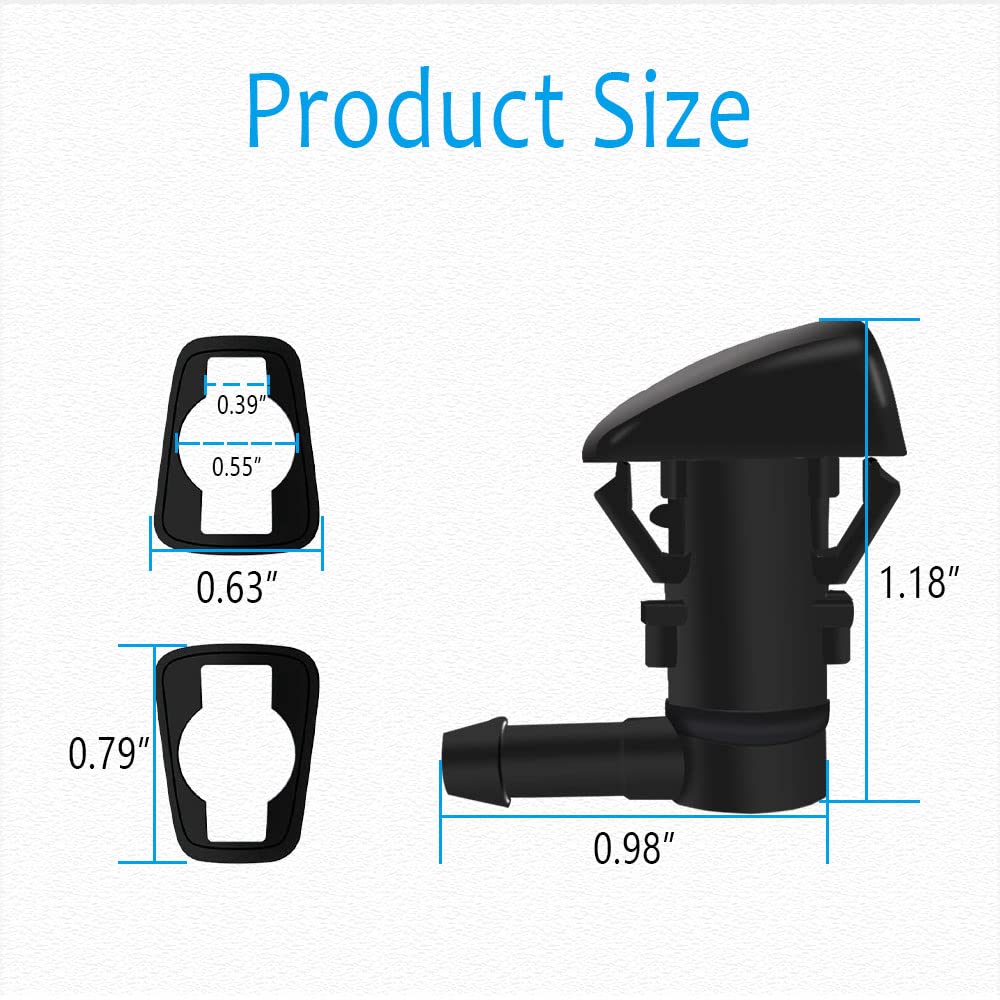 2 PCS Front Windshield Washer Nozzles, Front Windshield Washer Nozzle Wiper Spray Kit Suitable for Jeep, Chevy, Replaces: #55157