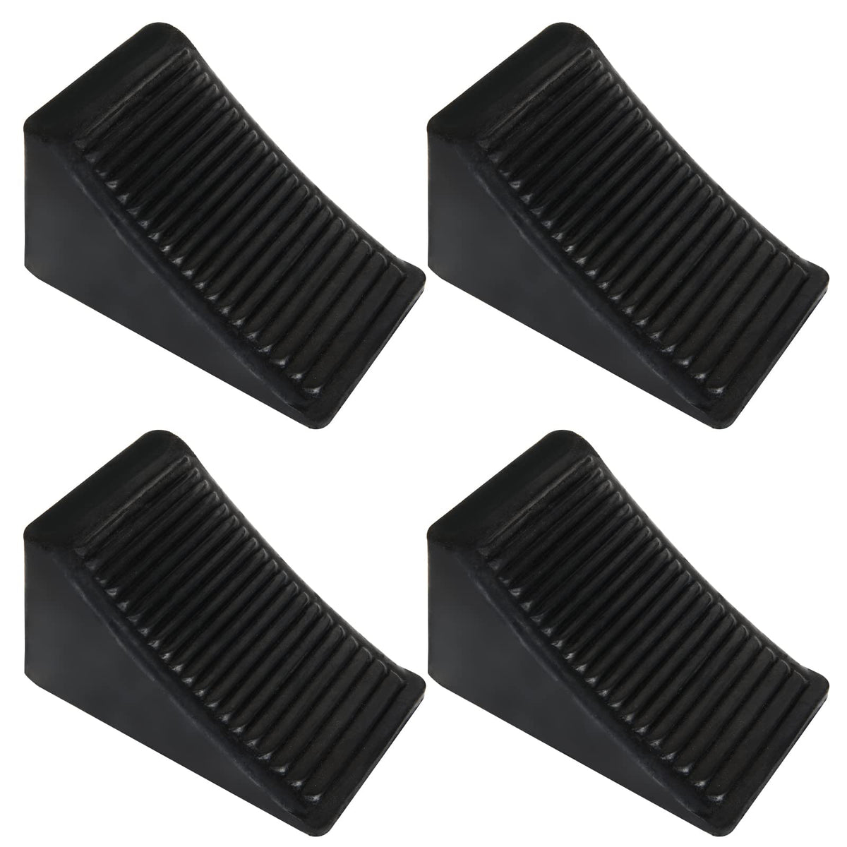 Certbuy 4 Pack Rubber Wheel Chock For Travel Trailers, Black Heavy Duty Wheel Wedge For Travel Trailer Camper 6.3''