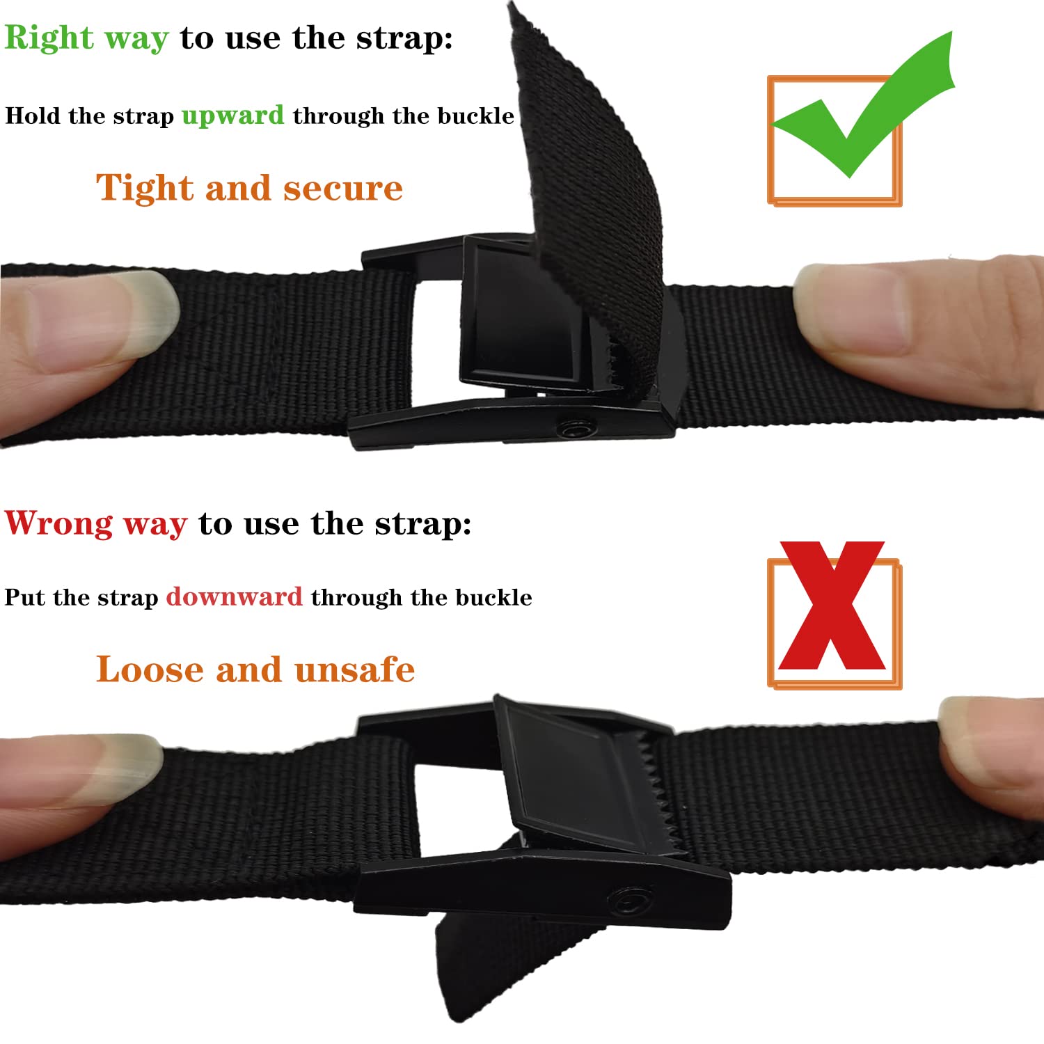 Anfyko Tie Down Strap Fully Upgraded (1 X 13.2' 4Pcs), Thicker Webbing, Stronger Snaps, Bevel Cut Ends, Adjustable Cam Buckle Lashing Straps For Sup, Kayak, Rv, Tourist Car, Trailer,Truck, Motorcycle