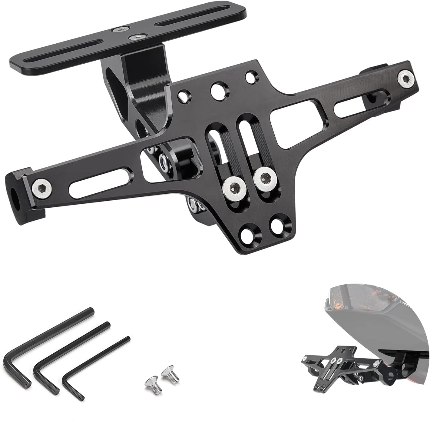 Kemimoto Motorcycle License Plate Bracket Fender Eliminator Kit Universal Motorcycle Tail Tidy Motorcycle License Plate Holder M