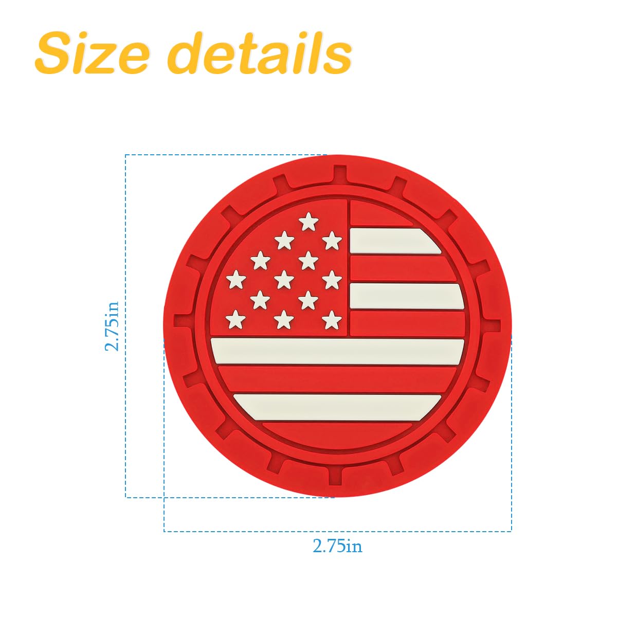 Osilly Car Cup Holder Coasters, 4 Pack American Flag Insert Coaster, 2.75 Inch Pvc Anti-Slip Shockproof Embedded Drink Mat, Inte