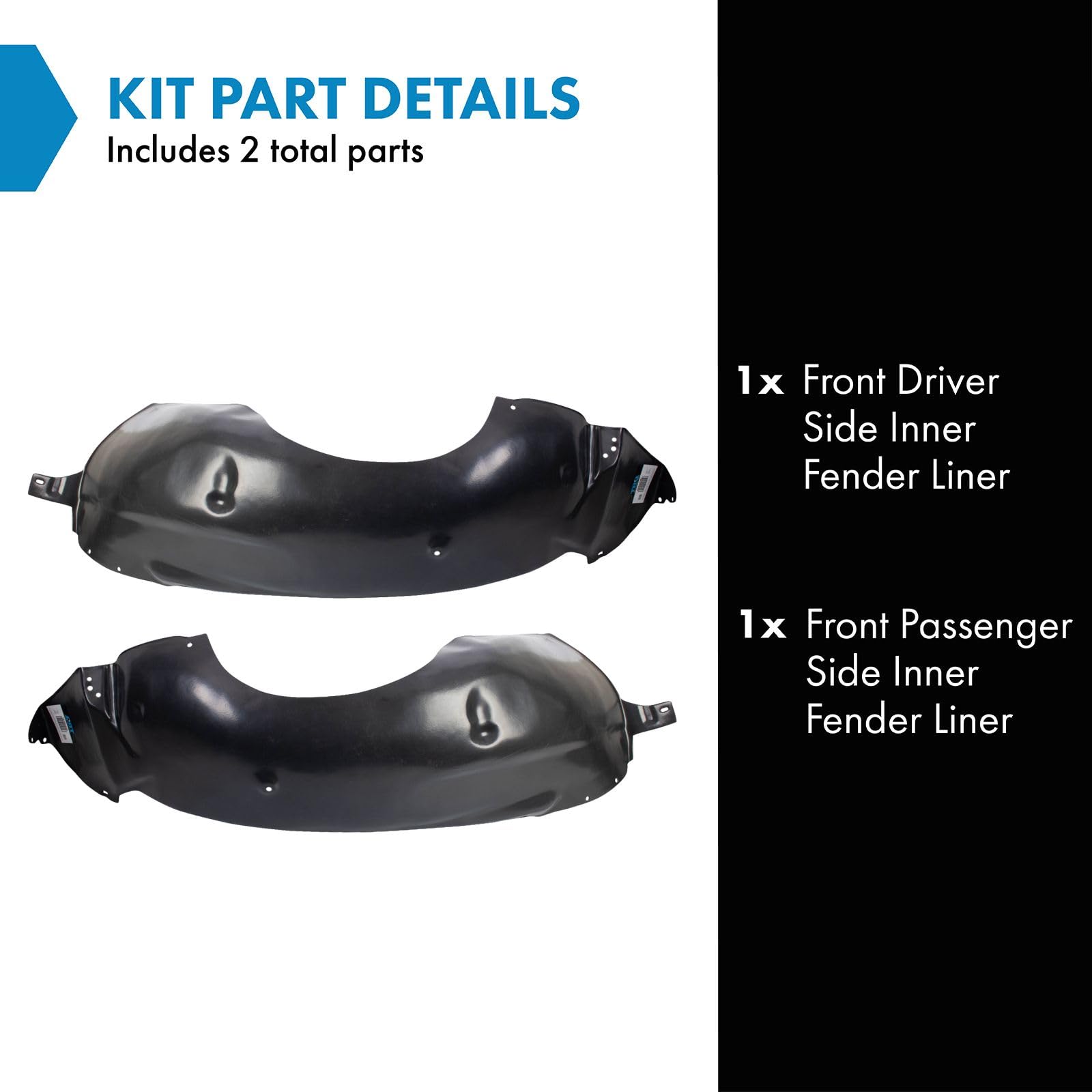 Trq Front Inner Fender Liner Set Compatible With 2003-2006 Ford Expedition Fo1248120 Fo1249120