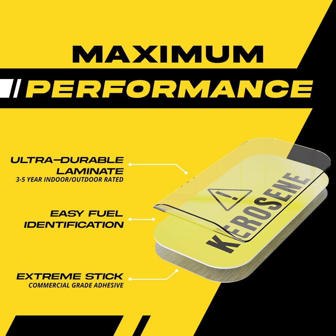Kerosene Sticker For Forced Air Heaters, Lanterns, Stoves - Weather Proof, Ultra Durable, Commercial Grade Labels By Fuel Sticke