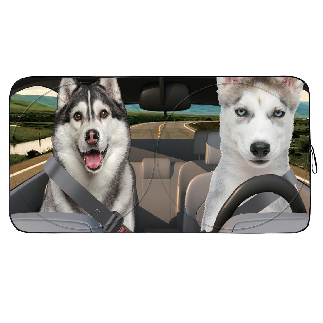 Gven Windshield Shade, Car Sun Shade for Front Windshield Sun Visor Protector Blocks UV Rays Foldable 210T Keep Your Vehicle Coo