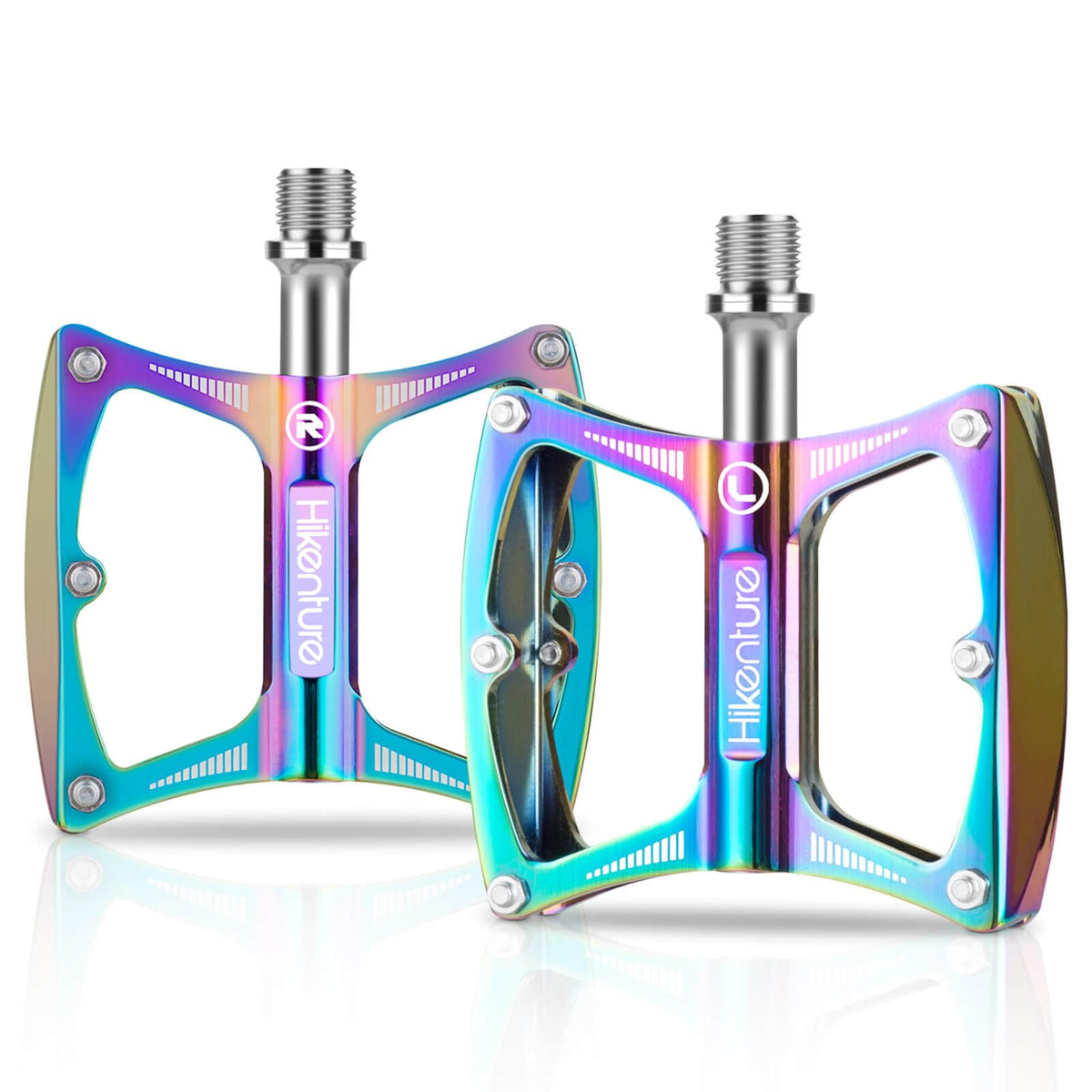 Hikenture Road Bike Pedals Mountain Bicycle Flat Pedals 9/16 '' Sealed Bearing Lightweight Aluminum Alloy Colorful Wide Platform
