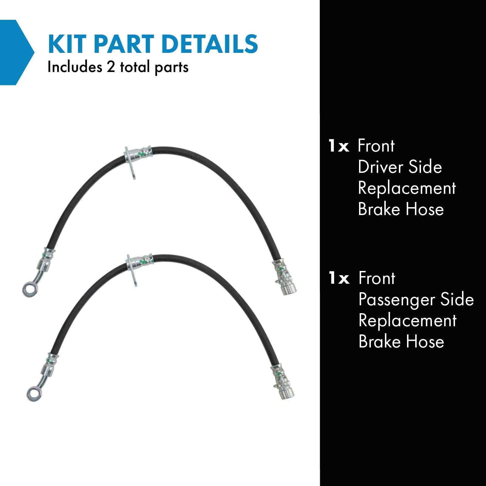 Trq Front Brake Hose Set Compatible With 2001-2002 Acura Mdx 1999-2004 Honda Odyssey 2003-2008 Pilot