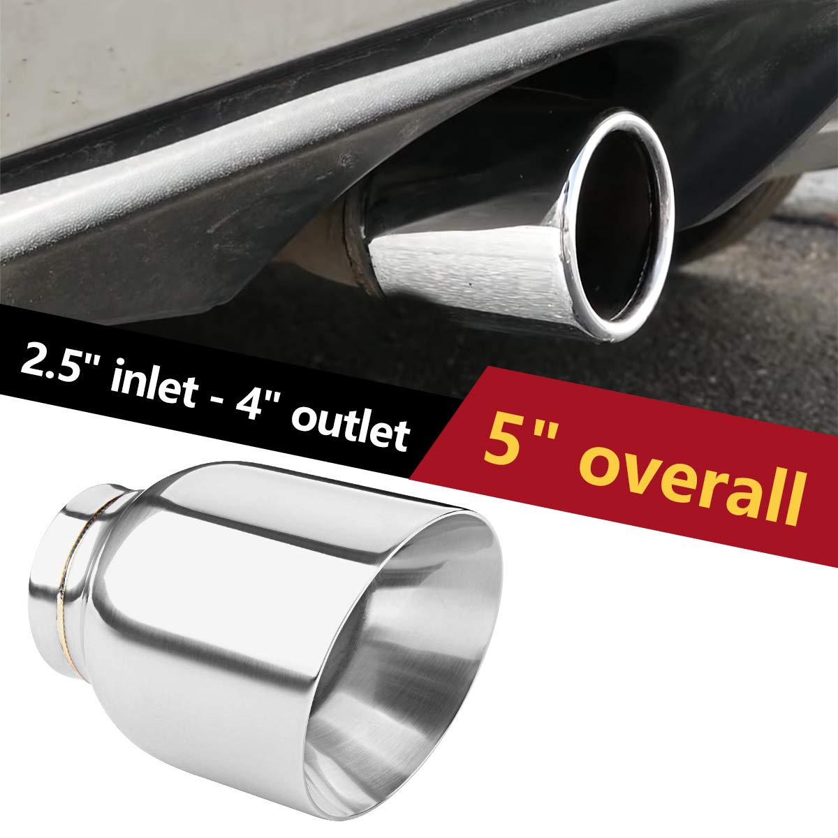 Lcgp 2.5'' To 4'' Diesel Exhaust Tip, 5'' Overall Length, Double Wall Design