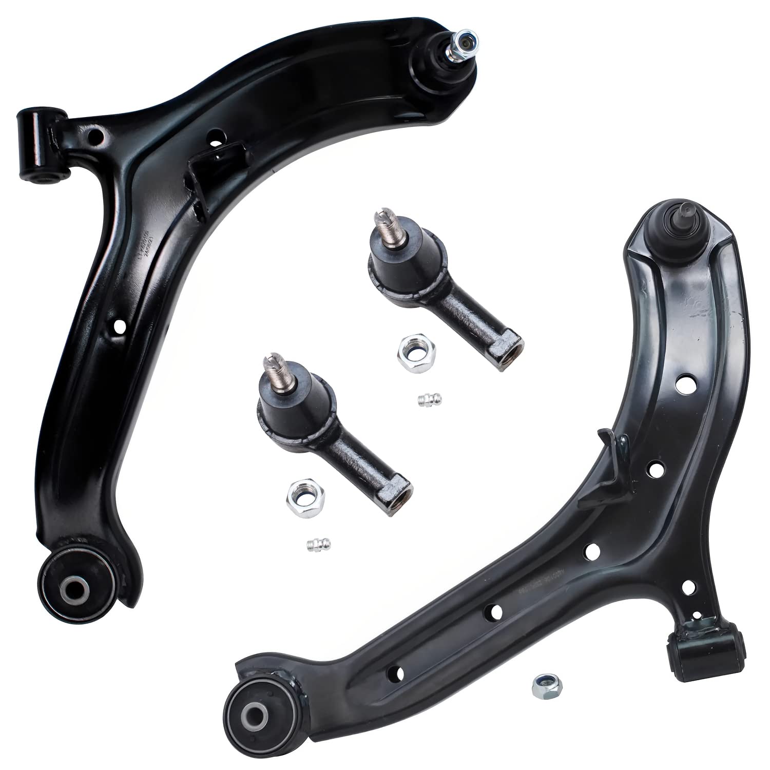 Detroit Axle - 4pc Front End Control Arms Kit for Hyundai Accent 2000-2005, 2 Lower Control Arms w/Ball Joints 2 Outer Tie Rod E
