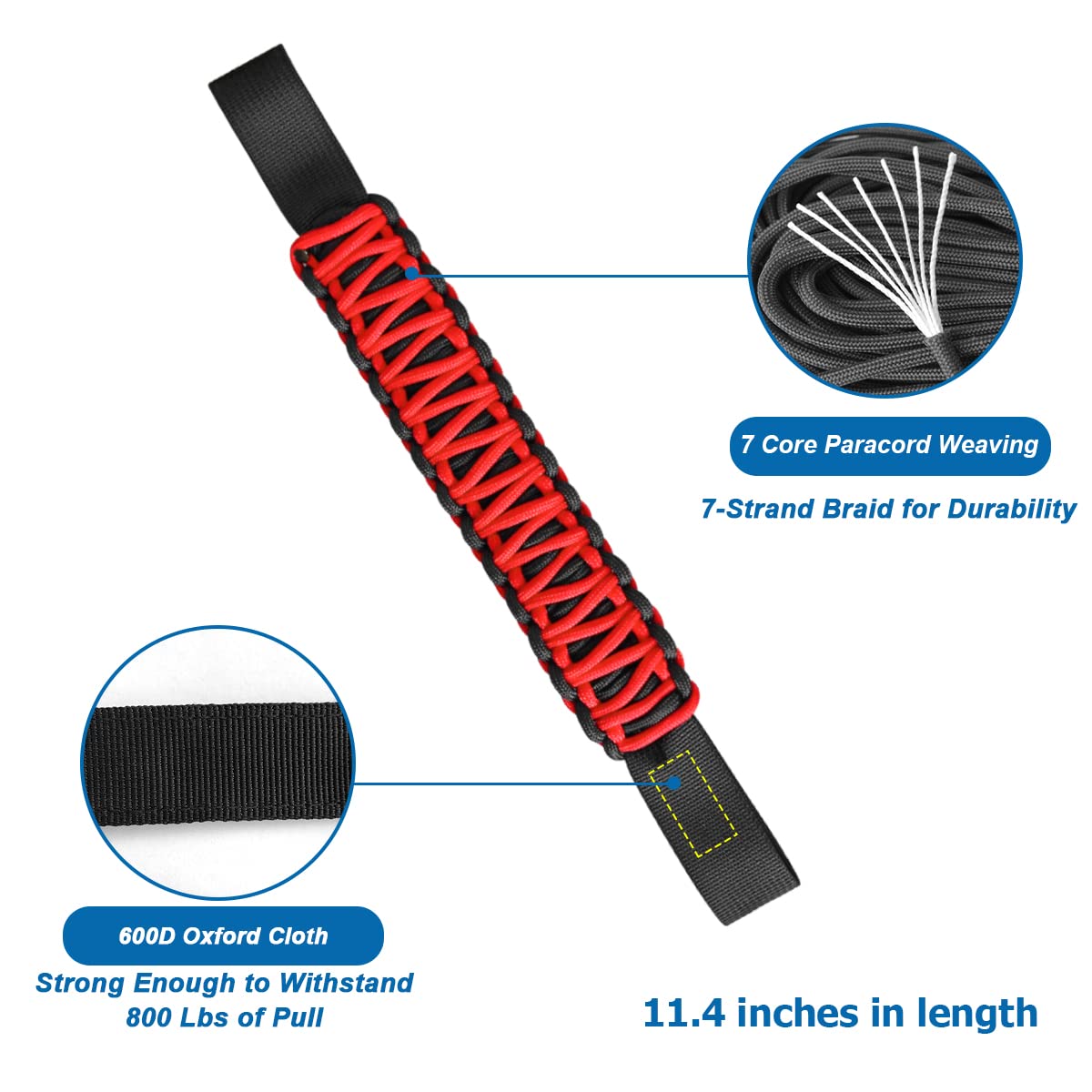 Auceli 2Pcs Headrest Grab Handles, Car Front Rear Seat Back Roll Bar Grip Handles Kit, Nylon Paracord With Headrest Mounted Automotive Interior Accessories Universal For Suv Truck Pickup