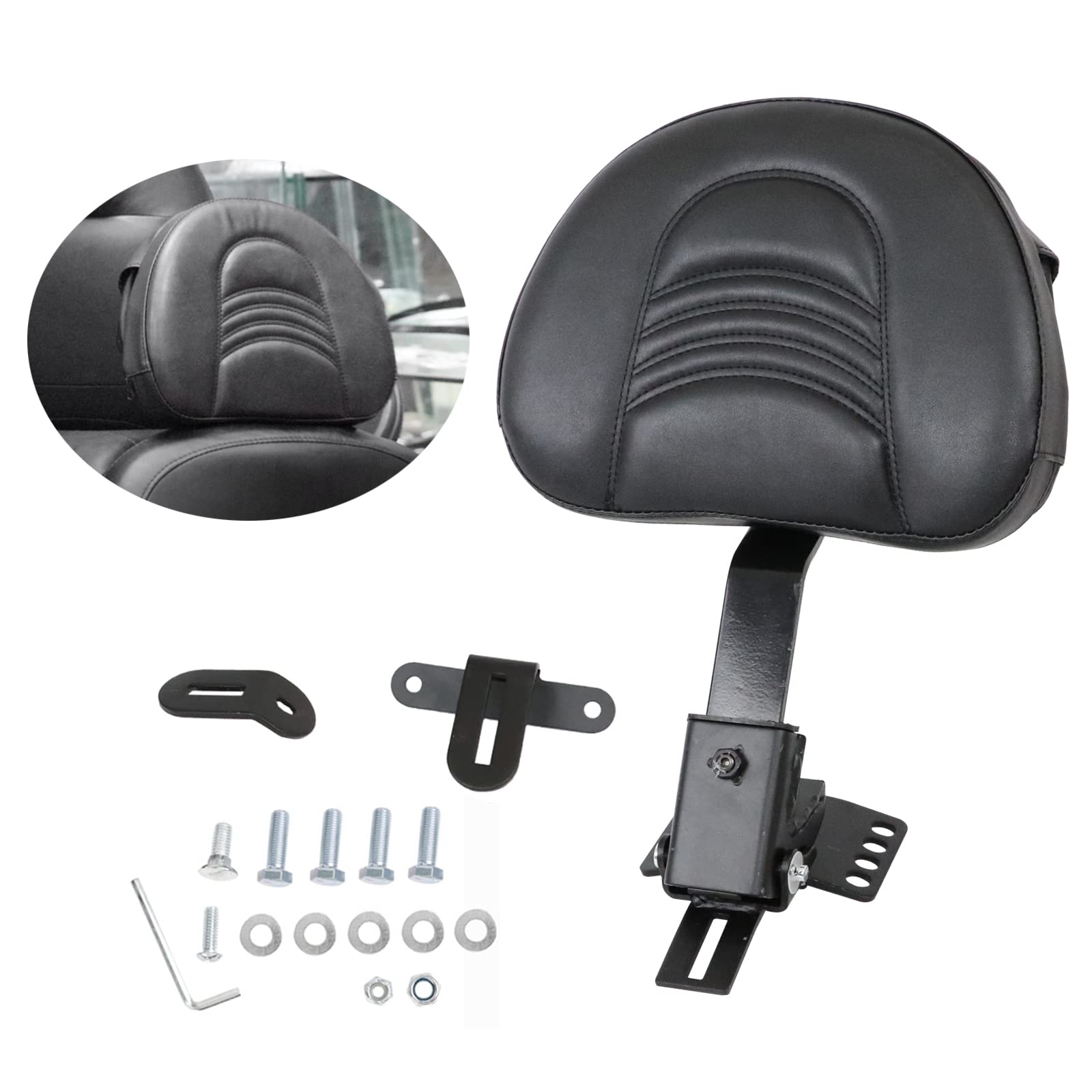 AUFER Adjustable Plug-in Driver Rider Backrest Kits Custom Made Compatible with for 1997-2024 Touring Road King Street Glide Roa