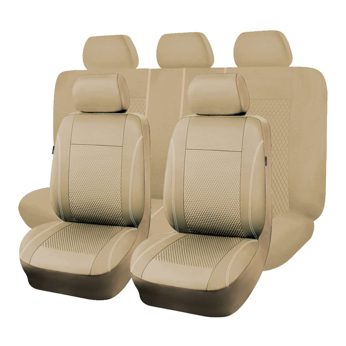 Flying Banner car seat Covers Full Set Velvet Cubic Heat Stamp Massage Breathable Rear Bench Split Black Gray Beige tan 40/60 50