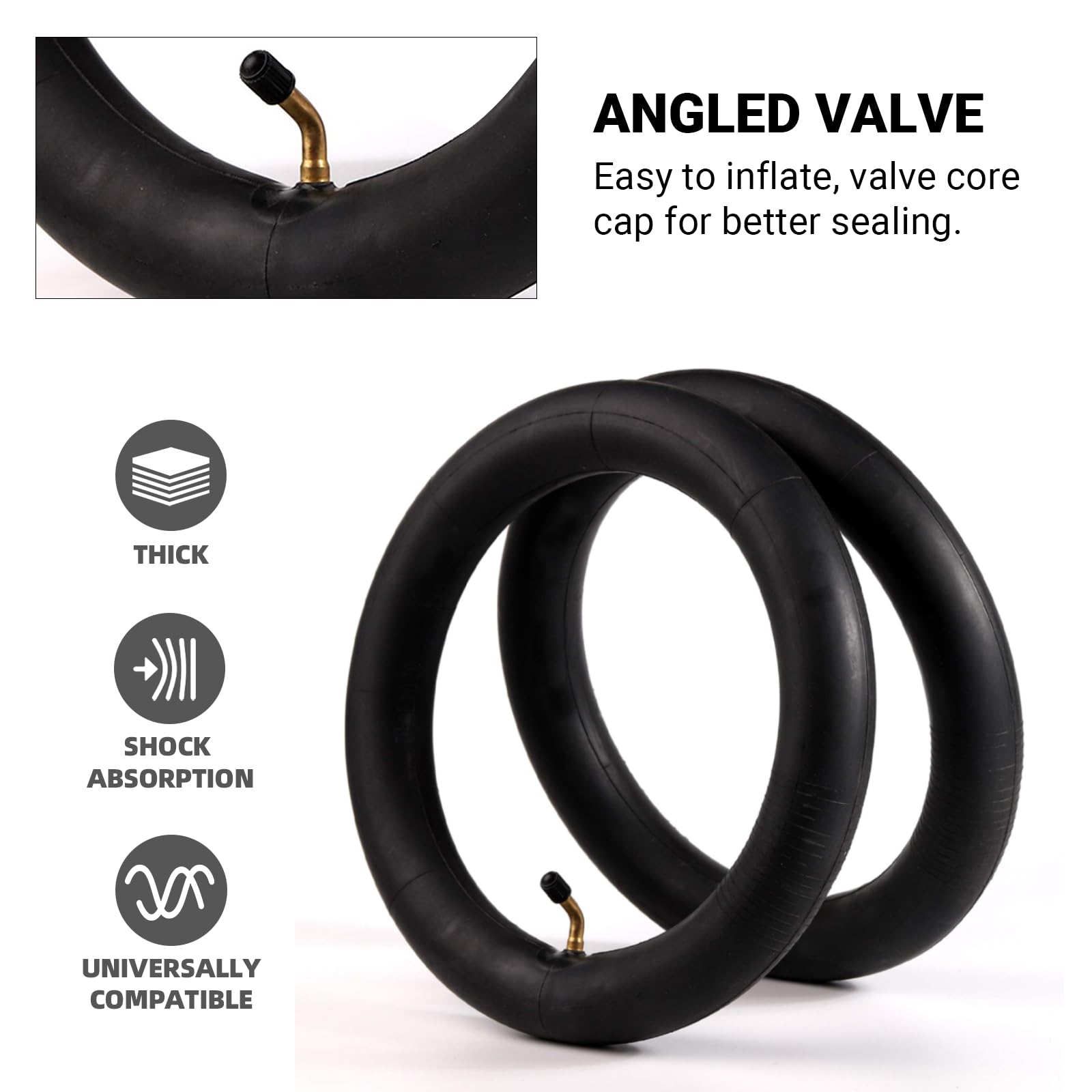 (2 Pack) Ar-Pro Scooter Replacement Inner Tubes - 12.5'' X 2.25'' Inner Tubes With Angled Valve And Free 2 Tire Levers Compatibl