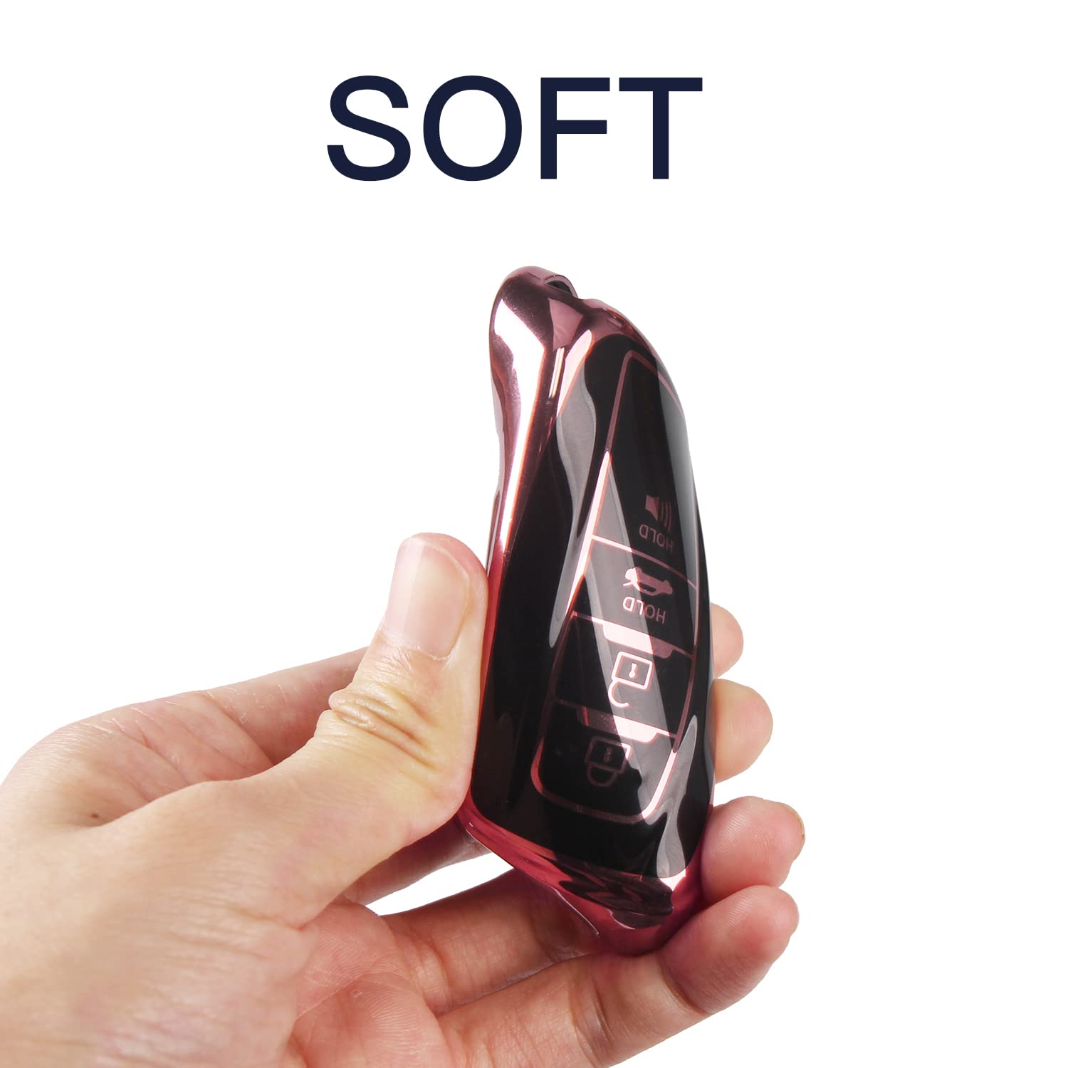 Qbuc For Toyota Key Fob Cover With Keychain Tpu Suitable For 2018-2022 Toyota Camry Rav4 Avalon C-Hr Corolla Highlander Gt86 (Style 1-Pink)