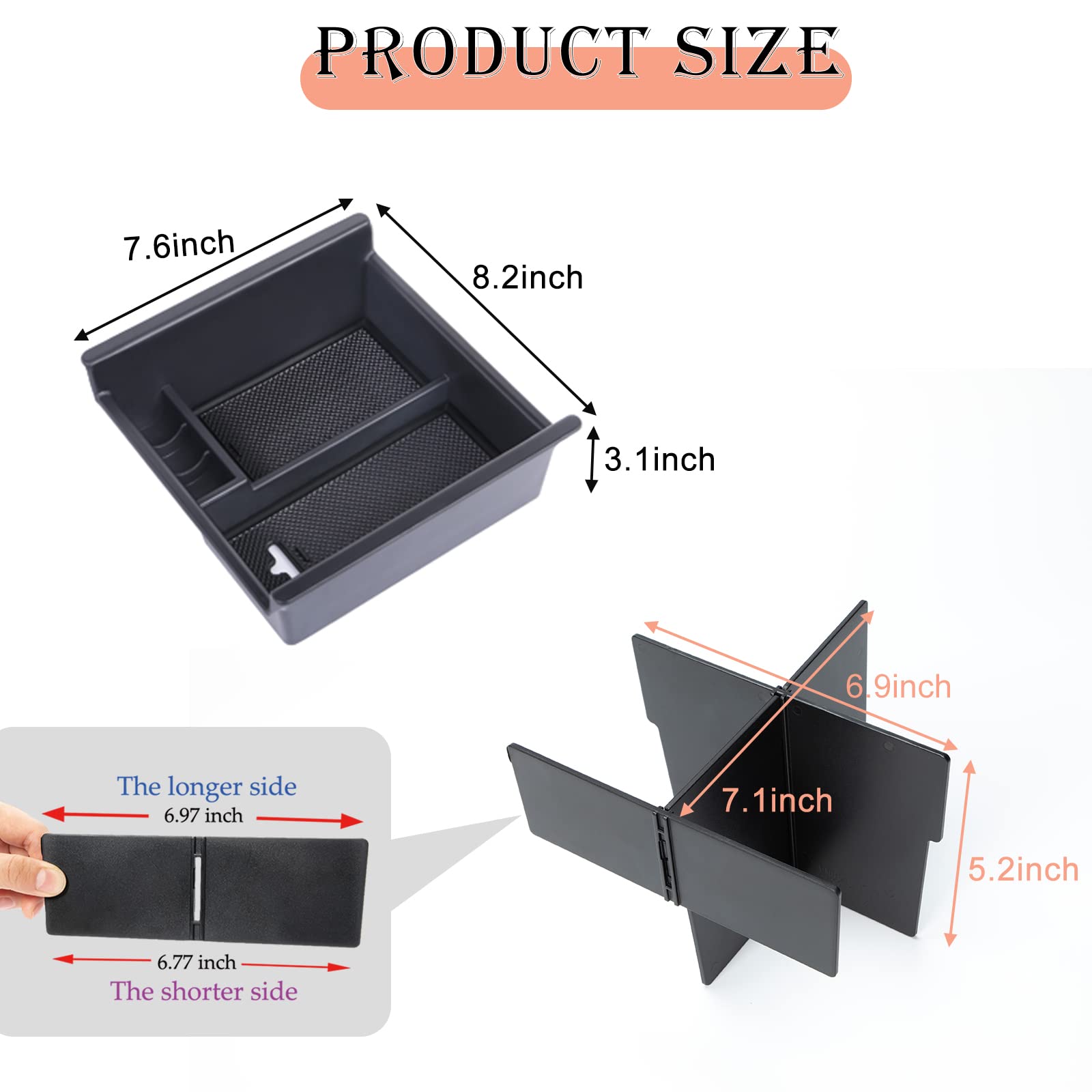 Jdmcar Center Console Organizer Set Compatible With 2010-2024 Toyota 4Runner Accessories Insert Abs Black Compartment Divider Ar