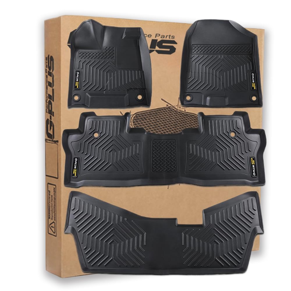 G-PLUS Floor Mats Compatible with Honda Pilot 8 Passenger Models 2016-2022/No Elite Models TPE All Weather Full Cover Protection