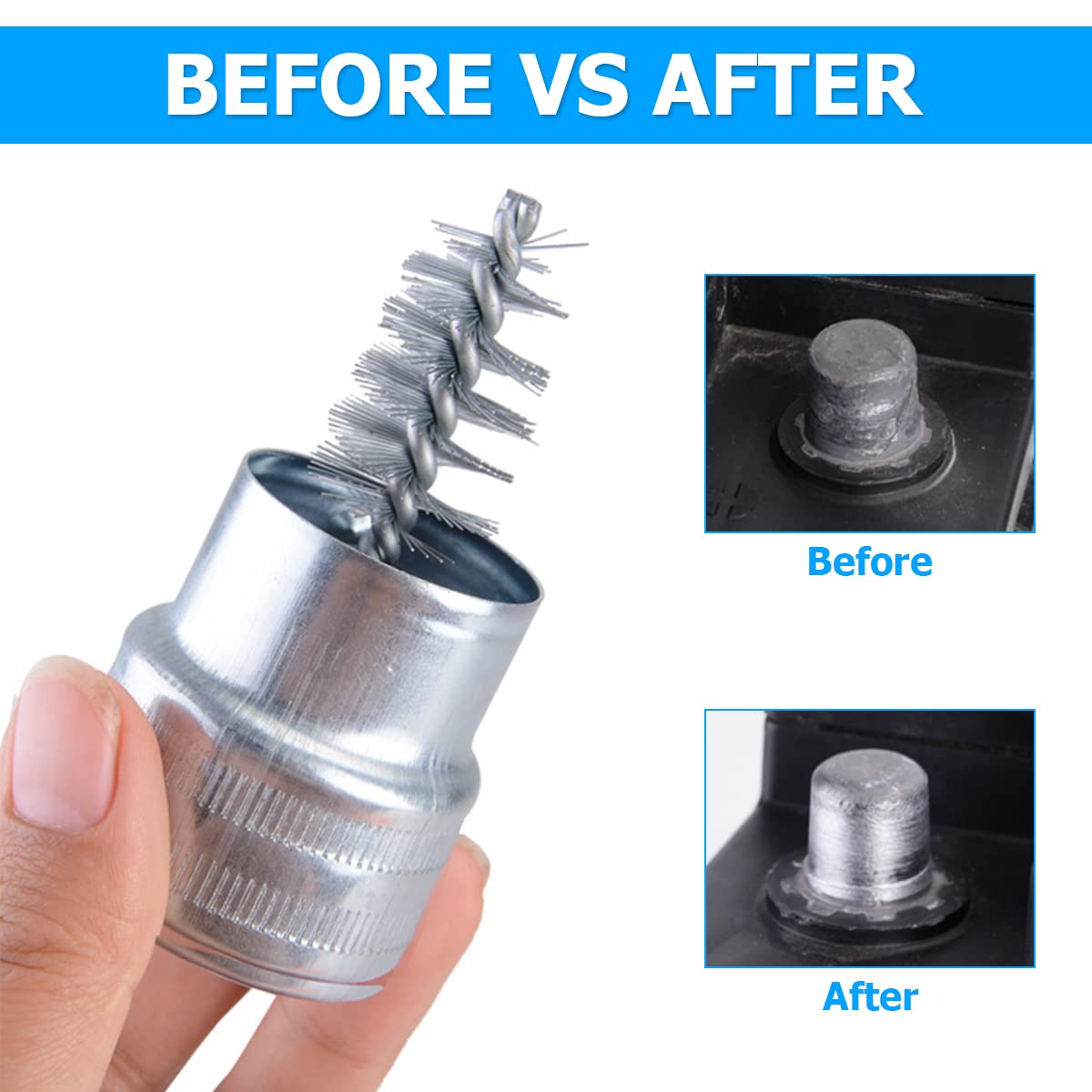 12PCS Battery Terminal Anti Corrosion Washers Protector Fiber and 2PCS Cleaning Brush, Automotive Accessories Universal for Car,