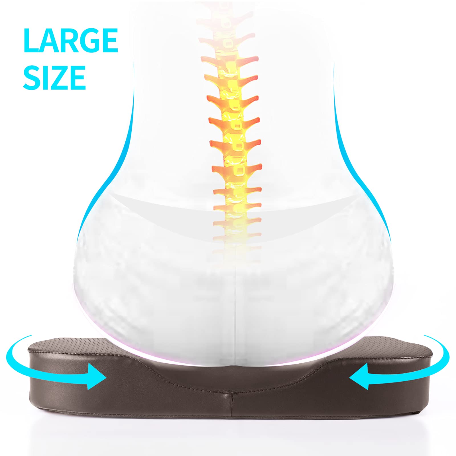 Larrous Car Seat Cushion - Comfort Memory Foam Seat Cushion For Car Seat Driver, Tailbone (Coccyx) Pain Relief Pad, Car Seat Cushions For Driving, Office Chair Cushion (Brown)