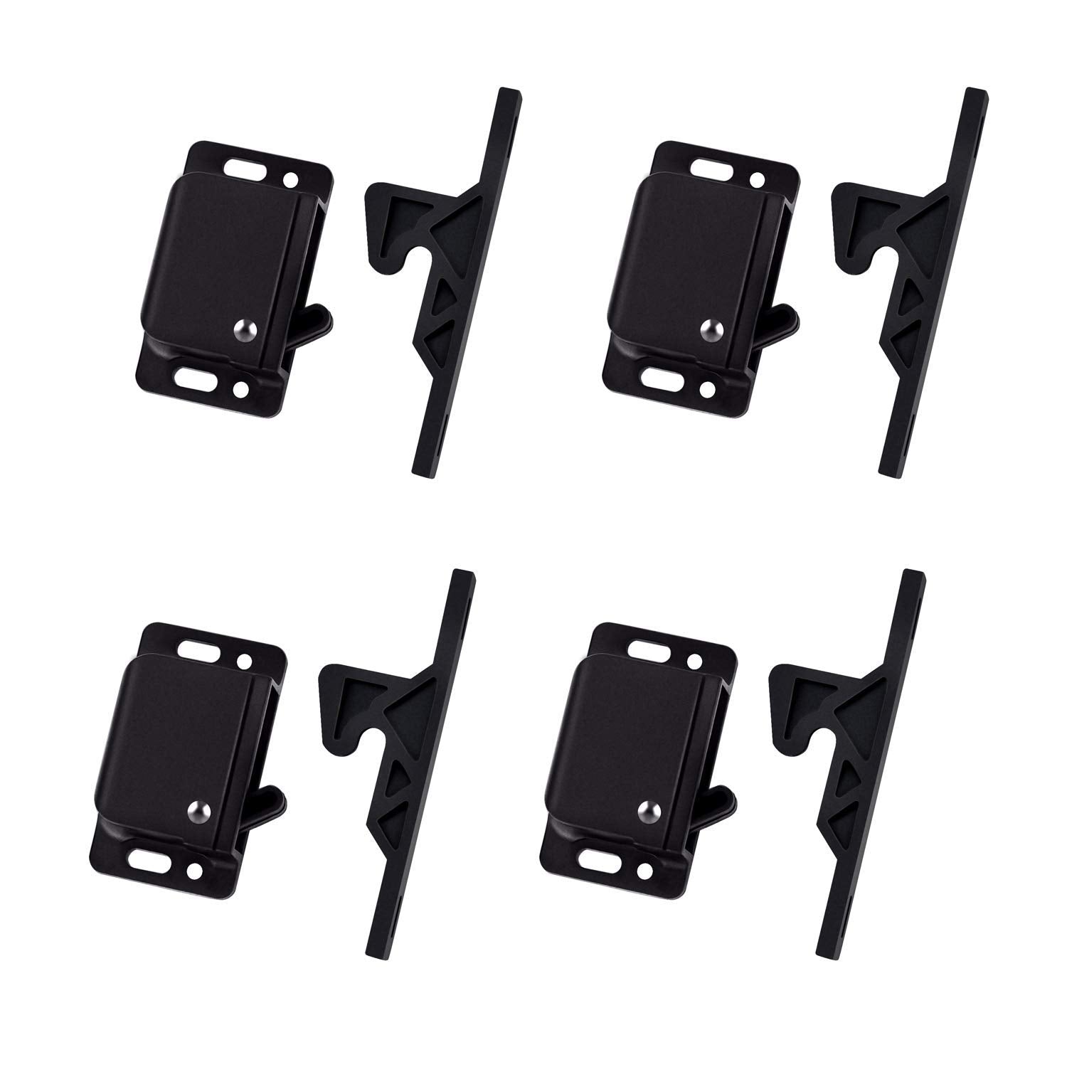ACIMONE RV Drawer Latches 4 Pack - 10 LBS Pull Force, Black ABS, Includes Mounting Screws & Double-Sided Tape