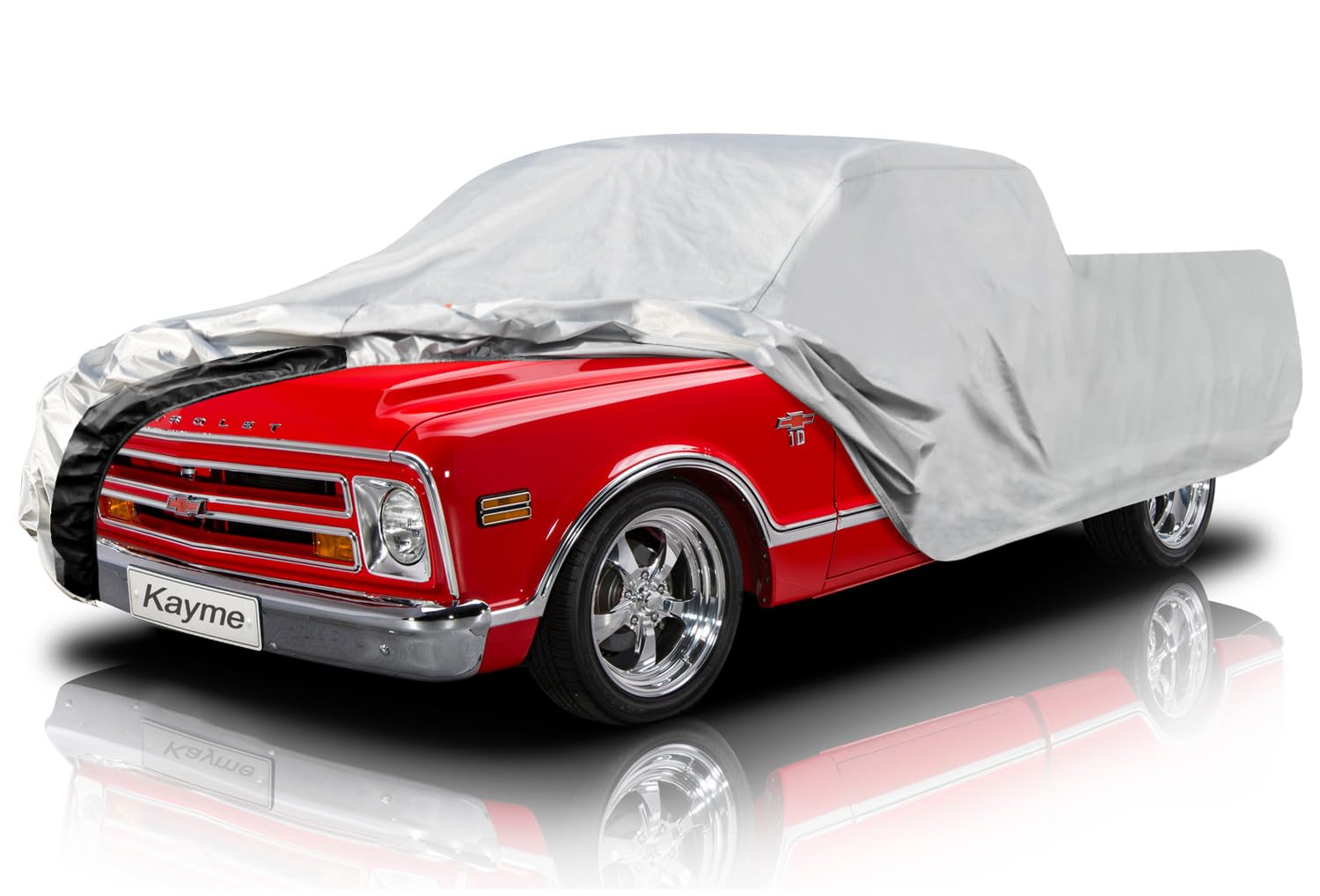 Kayme 6 Layers Truck Cover Waterproof All Weather, Heavy Duty Outdoor Pickup Cover Sun Uv Rain Protection, Universal Fit For Che