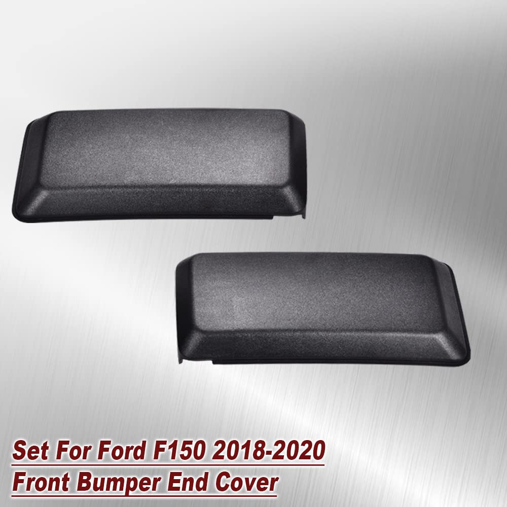 PIT66 Front Bumper End Cover, Compatible with Ford F150 2018-2021 Bumper Guards Inserts Pads End Caps Cover Set Black