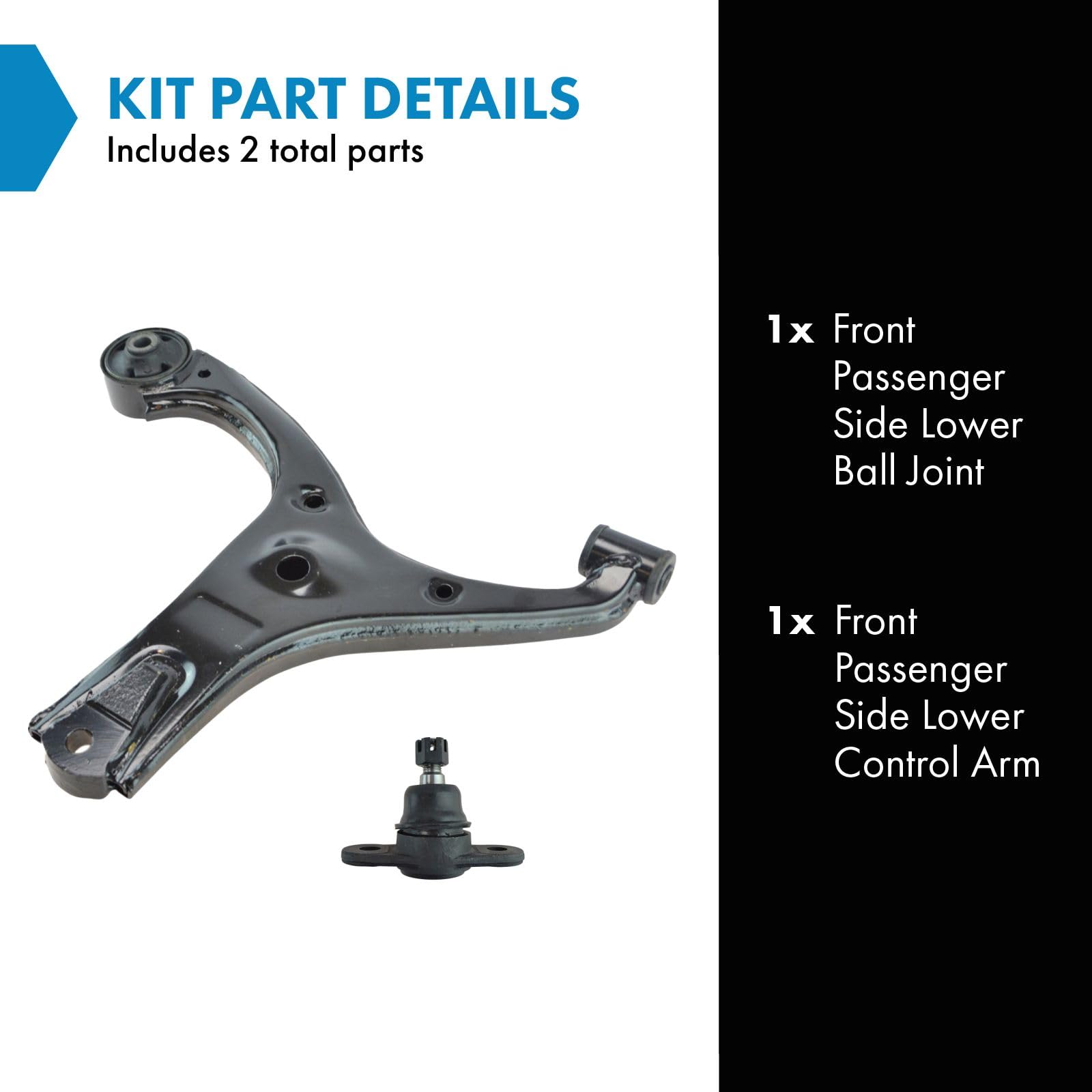 Trq Front Right Lower Control Arm With Ball Joint Set Passenger Side Compatible With 2006-2011 Hyundai Accent Kia Rio Rio5