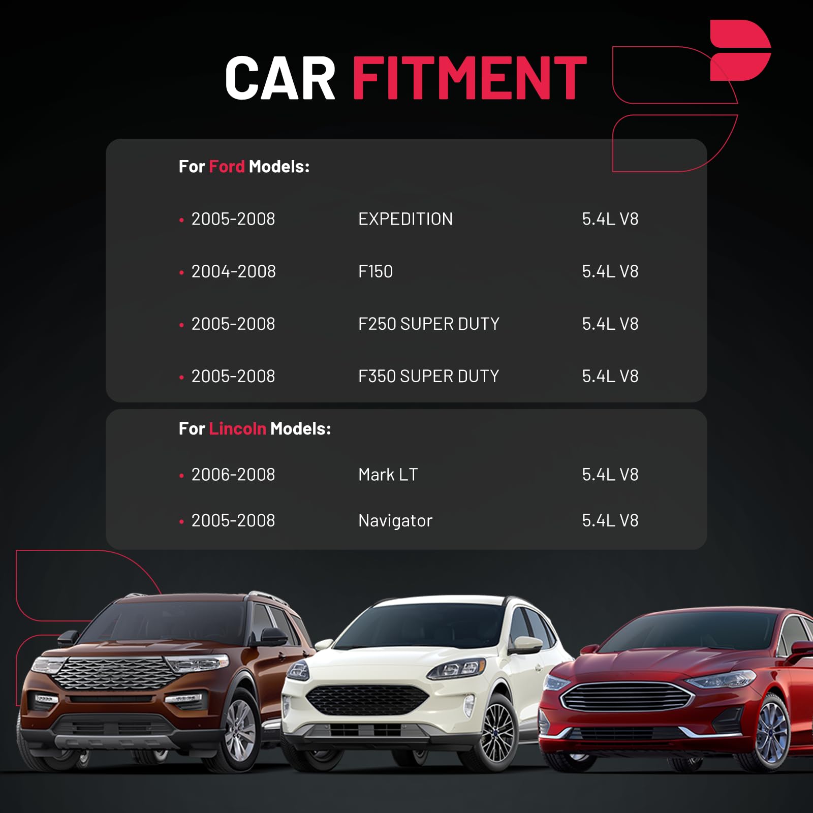 Bdfhyk Ignition Coils Dg511 & Sp515 Sp546 Spark Plugs Compatible With Lincoln Expedition F150 F250 V8 5.4L Engine, Sets Of 8