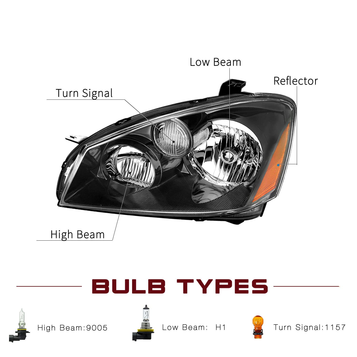 Jsboyat Headlight Assembly Replacement For 2005 2006 Altima Halogen Headlamp Chrome Housing Driver And Passenger Side