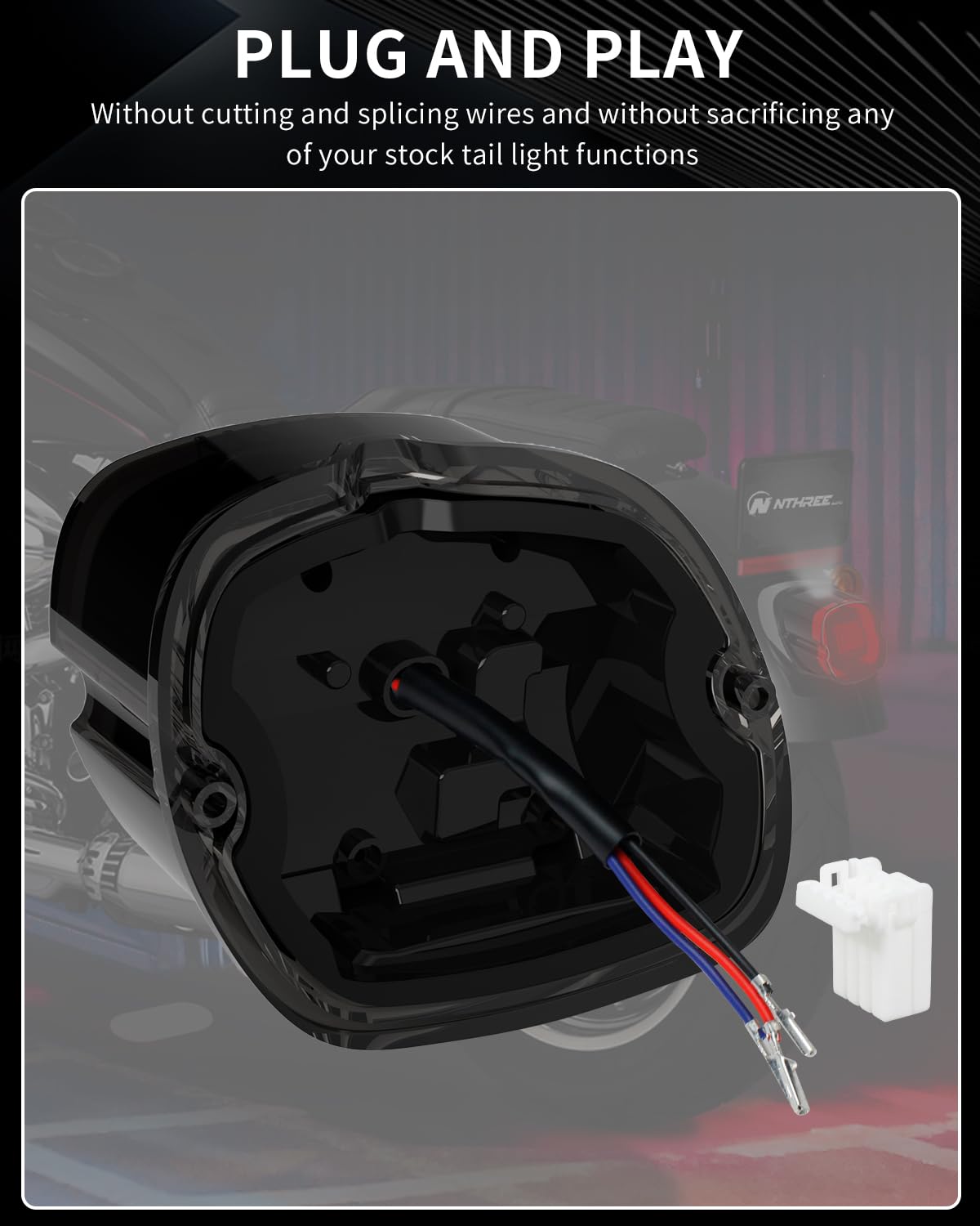 Nthreeauto Smoked Led Strobe Brake Tail Light Rear Taillight Compatible With Harley Dyna Road King Electra Glide Sportster Herit