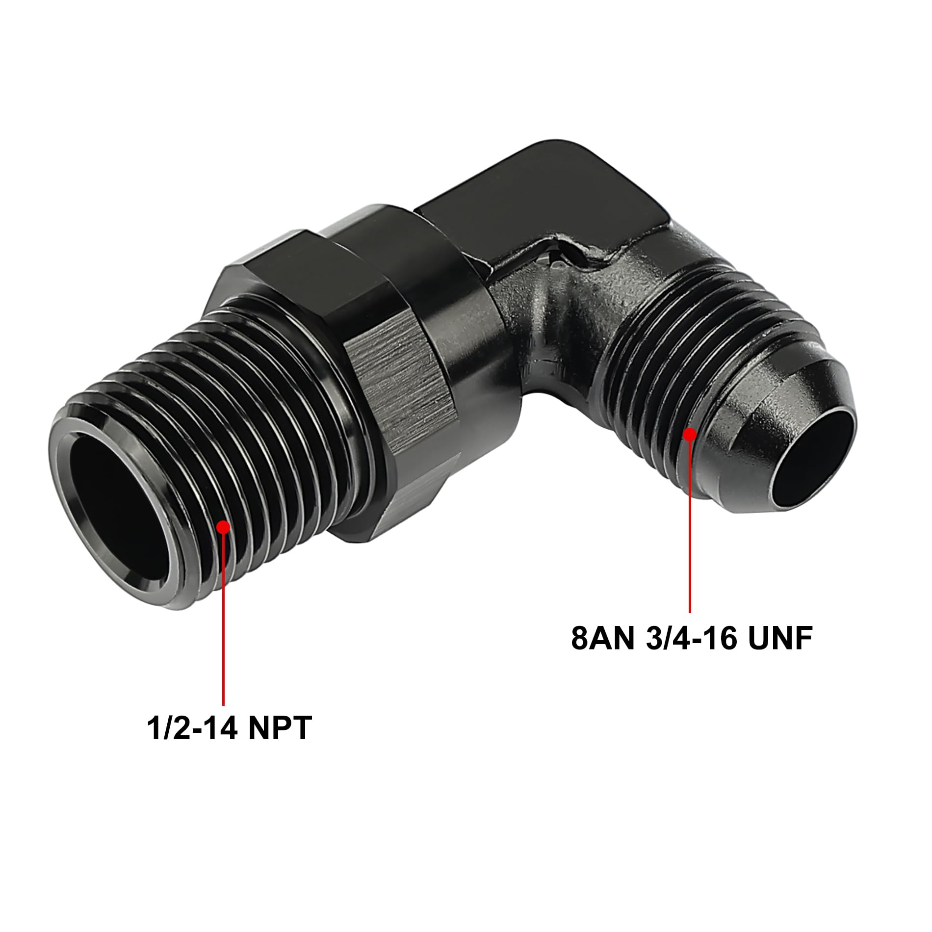 Evil Energy 8An Male Flare To 1/2 '' Npt 90 Degree Swivel Fitting Adapter Aluminum Black