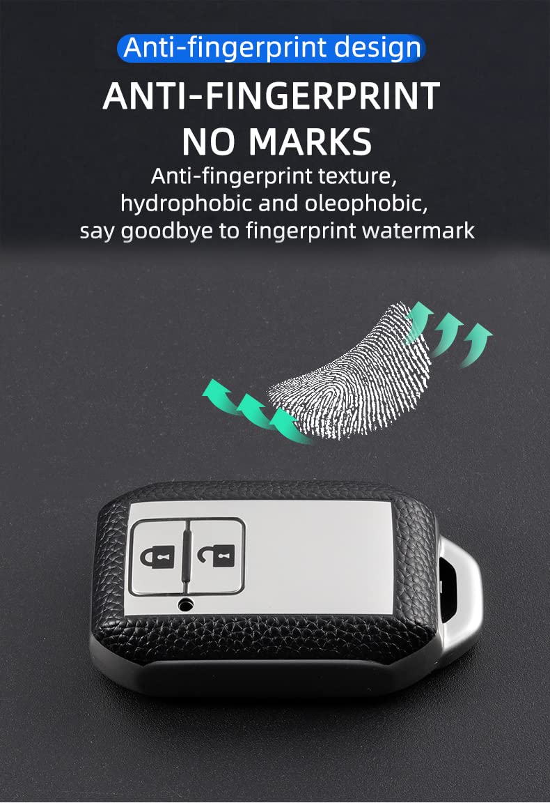 Hibeyo For Suzuki Key Fob Cover Key Case Compatible With Suzuki Swift 2017 2018 Wagon R Replacement Tpu Leather Texture Smart 2