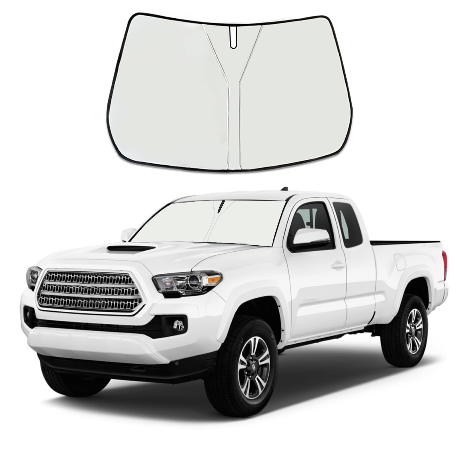 Moricere Upgrade Windshield Sun Shade For Toyota Tacoma 2016-2023, Foldable Windshield Sun Visor Blocks Uv Rays
