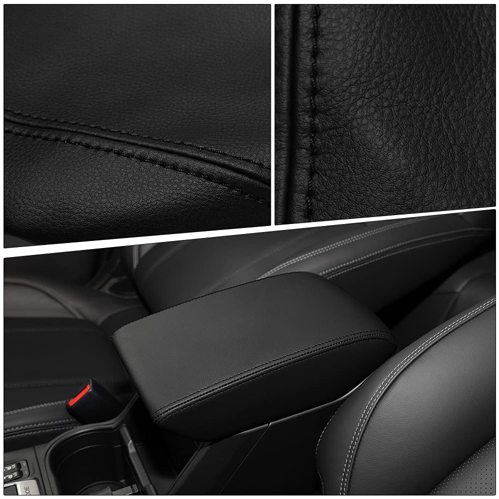 Intget Car Center Console Armrest Cover For 2024 Subaru Forester Accessories 2019 2020 2021 2022 2023 Leather Middle Arm Rest Box Lid Cover Seat Pad Protector(Black)