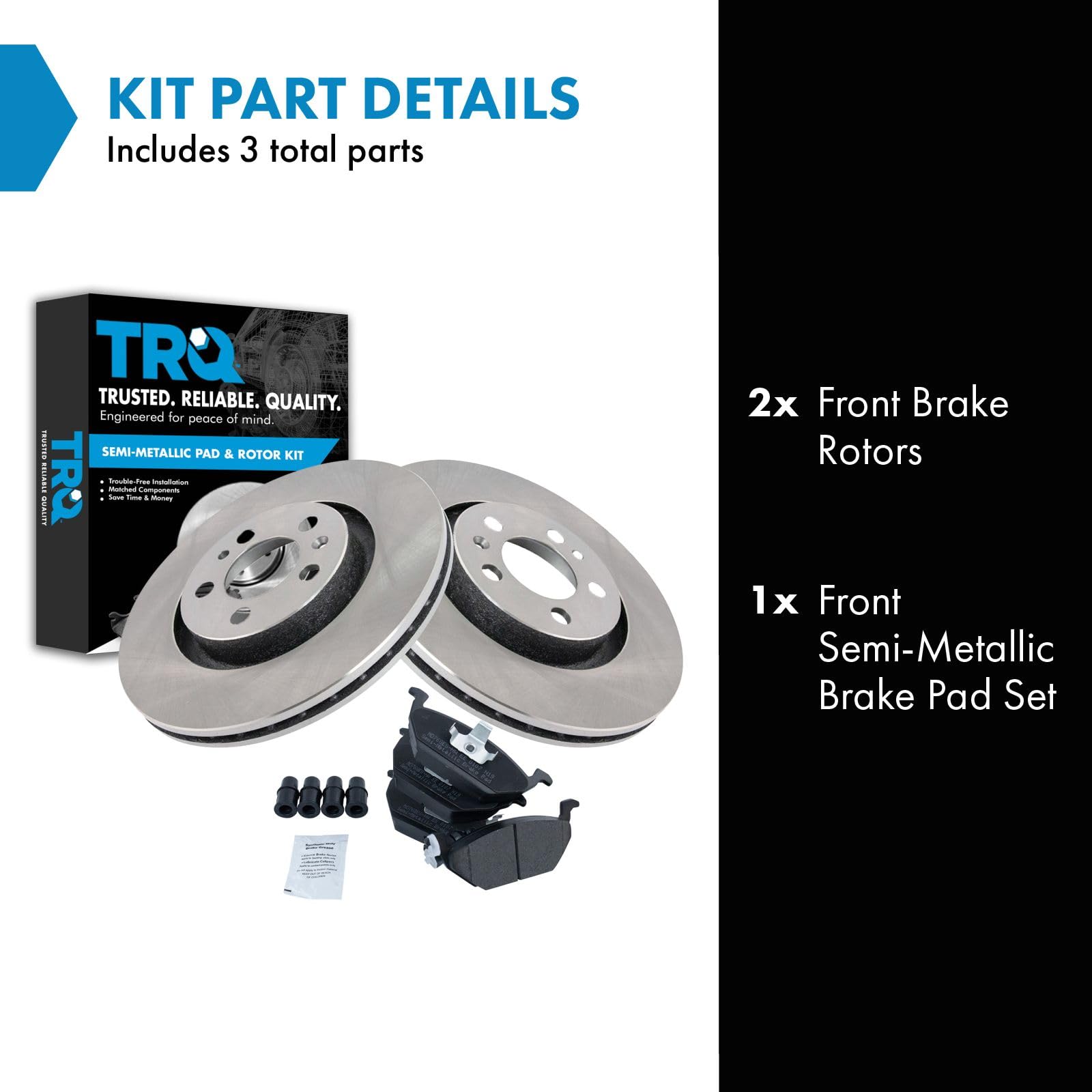 Trq Front Brake Pad & Rotor Kit Brake Pads Brake Rotor Semi-Metallic Compatible With 2000-2010 Volkswagen Beetle 2000-2006 Golf