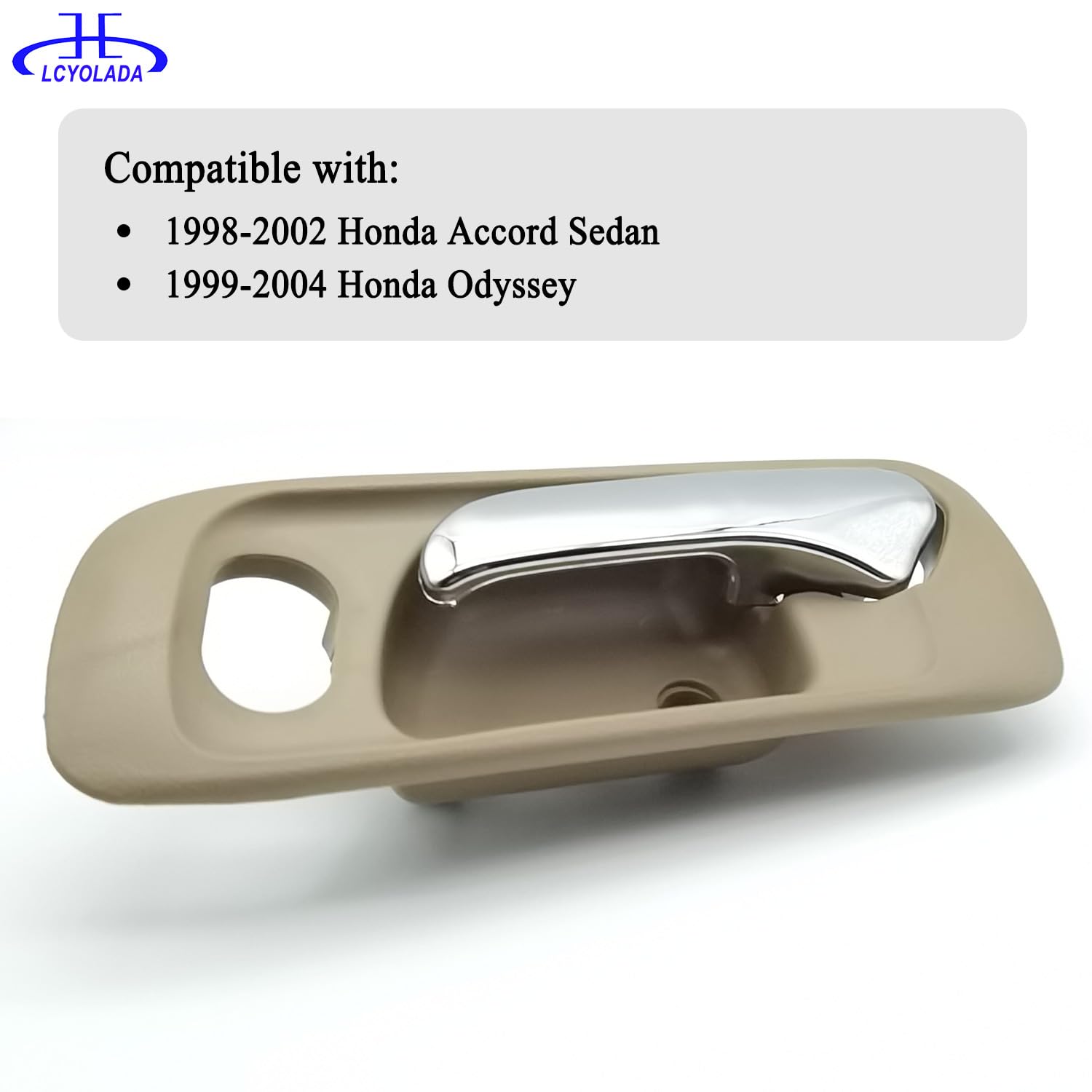 Front Left Driver Side Interior Inside Door Handle for 1998-2002 Honda Accord Sedan, Beige Housing with Chrome Lever, Replace# 7