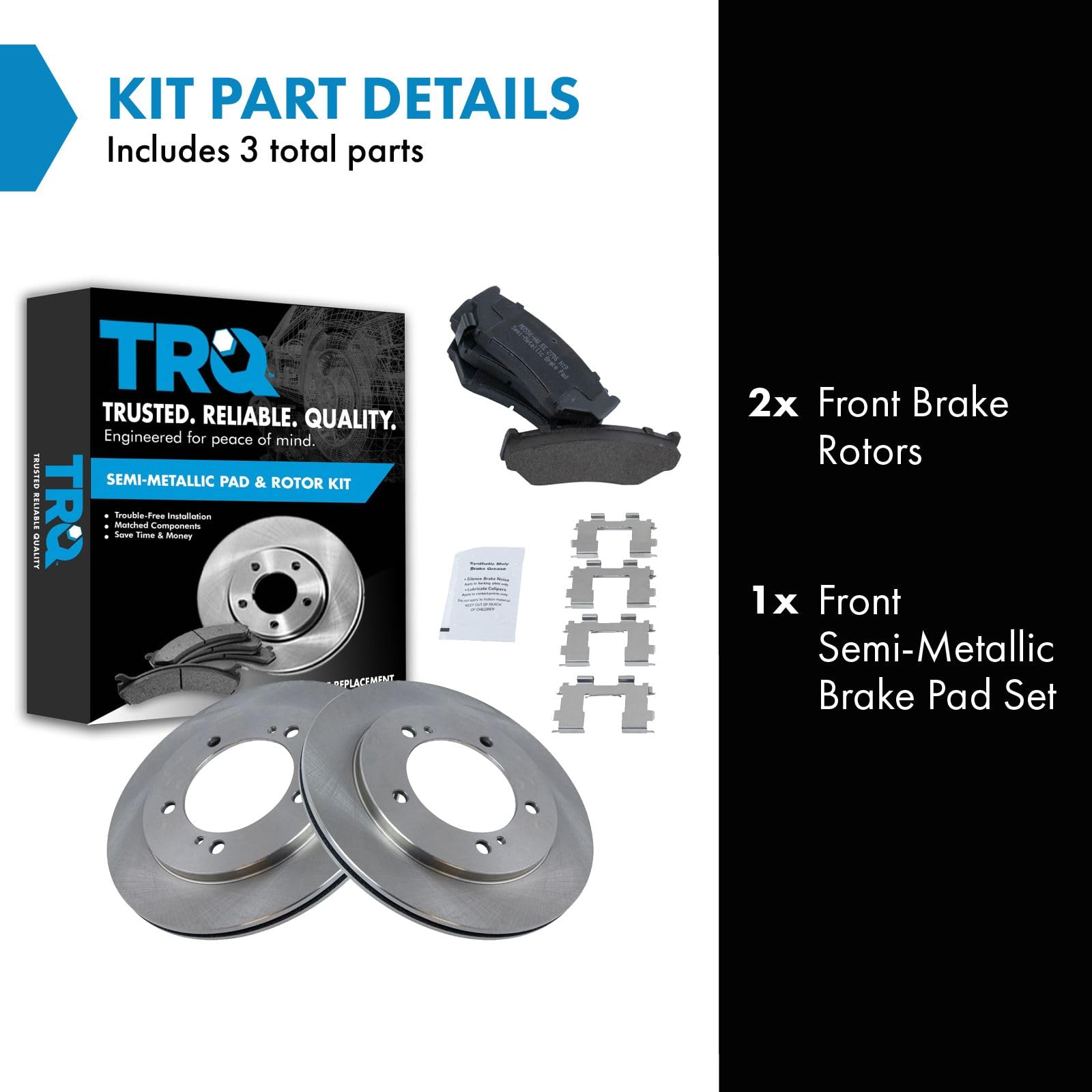 Trq Front Brake Pad & Rotor Kit Brake Pads Brake Rotor Semi-Metallic Compatible With 1999-2004 Chevrolet Tracker Suzuki Vitara