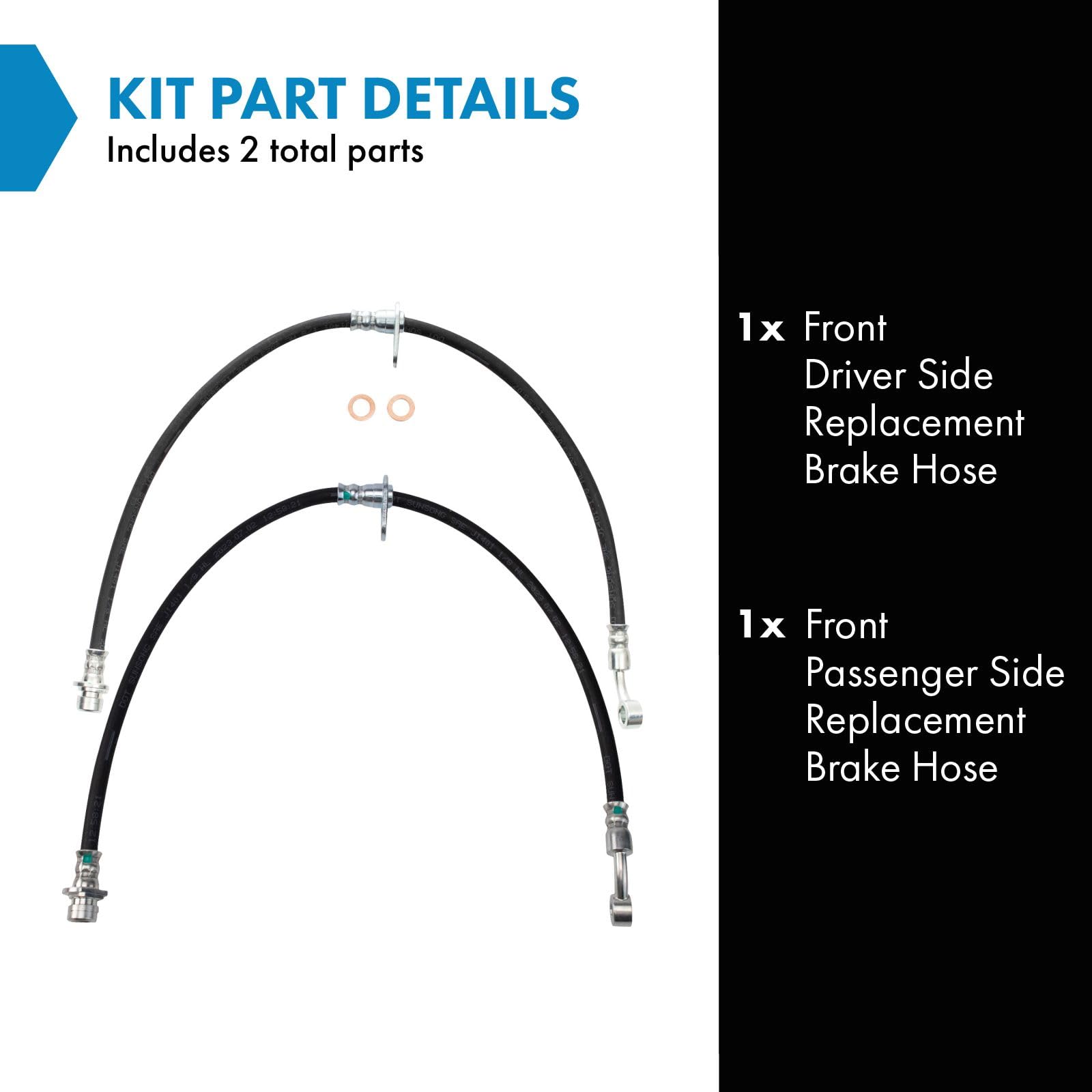 Trq Front Brake Hose Set Compatible With 2003-2011 Honda Element