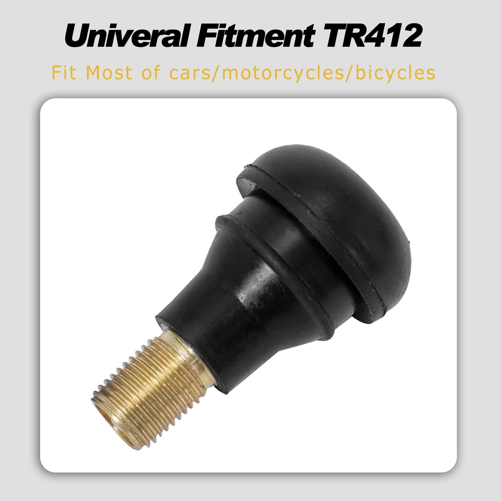 BLACKHORSE-RACING 25 Pack TR412 Rubber Tire Snap-in Short Valve Stem ATV Lawn Mower Garden Tractor Plug Stem for Tubeless 0.453