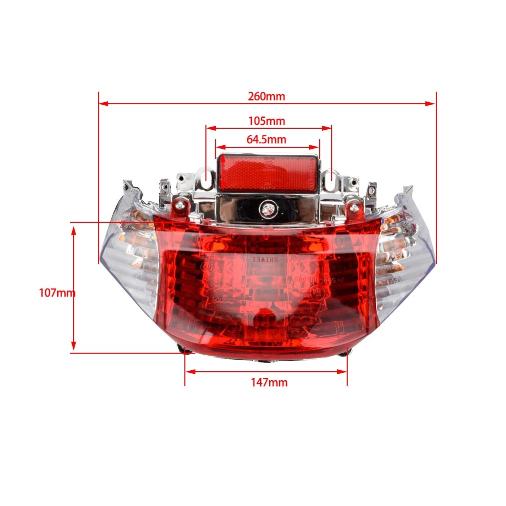 Hiaors 12V 5W Tail Light Turn Signal Lamp Assembly For 4-Stroke Gy6 49Cc 50Cc Sunny Jonway Roketa Baja Icebear Shenke Chuanl Tao