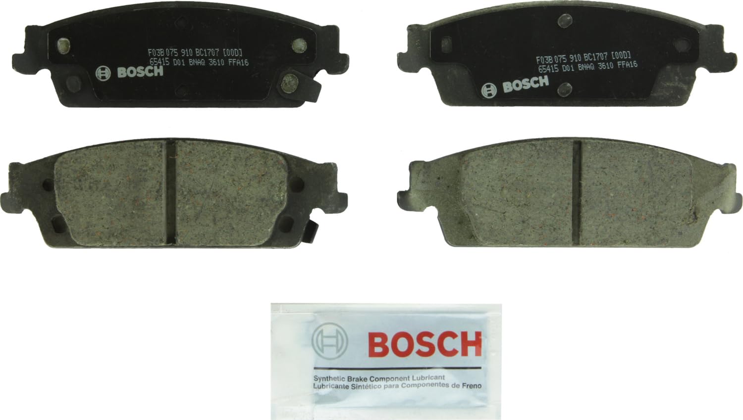 BOSCH BC1707 QuietCast Premium Ceramic Disc Brake Pad Set - Compatible With Select Cadillac Escalade, Escalade ESV; Chevrolet Si