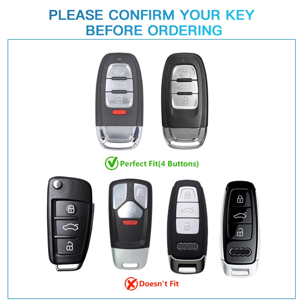 1797 For Audi Key Fob Cover Q5 A4 A5 A6 A7 A8 S4 S5 S6 S7 R8 Rs5 Rs7 Accessories Bling Car Key Chain Case Shell Girly Cute 3 Button White Silver Tpu