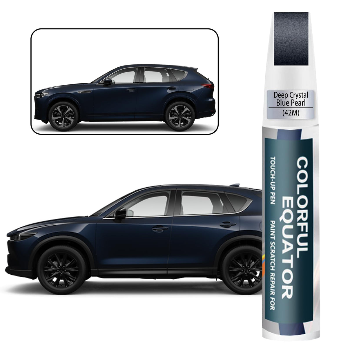 42M Deep Crystal Blue Pearl Touch Up Paint for Mazda, Car Paint Pen Scratch Repair Two-In-One Touch Up Paint, Premium Car Scratc
