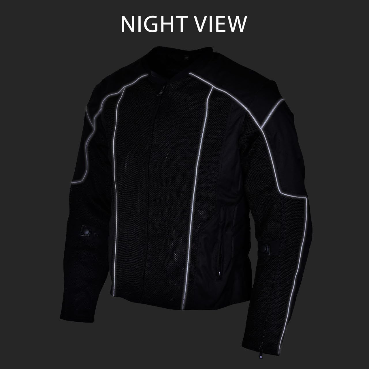 Vance Leather Airflow Mens Silver/Black All-Season Reflective Mesh & Textile Motorcycle Jacket W/Ce Armor & Removable Liner (Silver, 3X-Large)