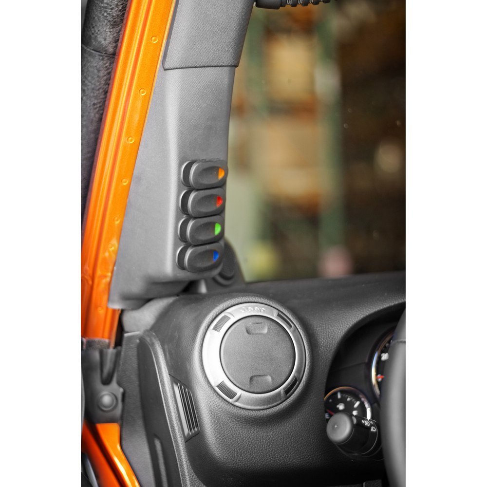 Rugged Ridge | Switch Pod Kit, A-Pillar, Black, LHD | 17235.86 | Fits 2007-2010 Jeep Wrangler JK
