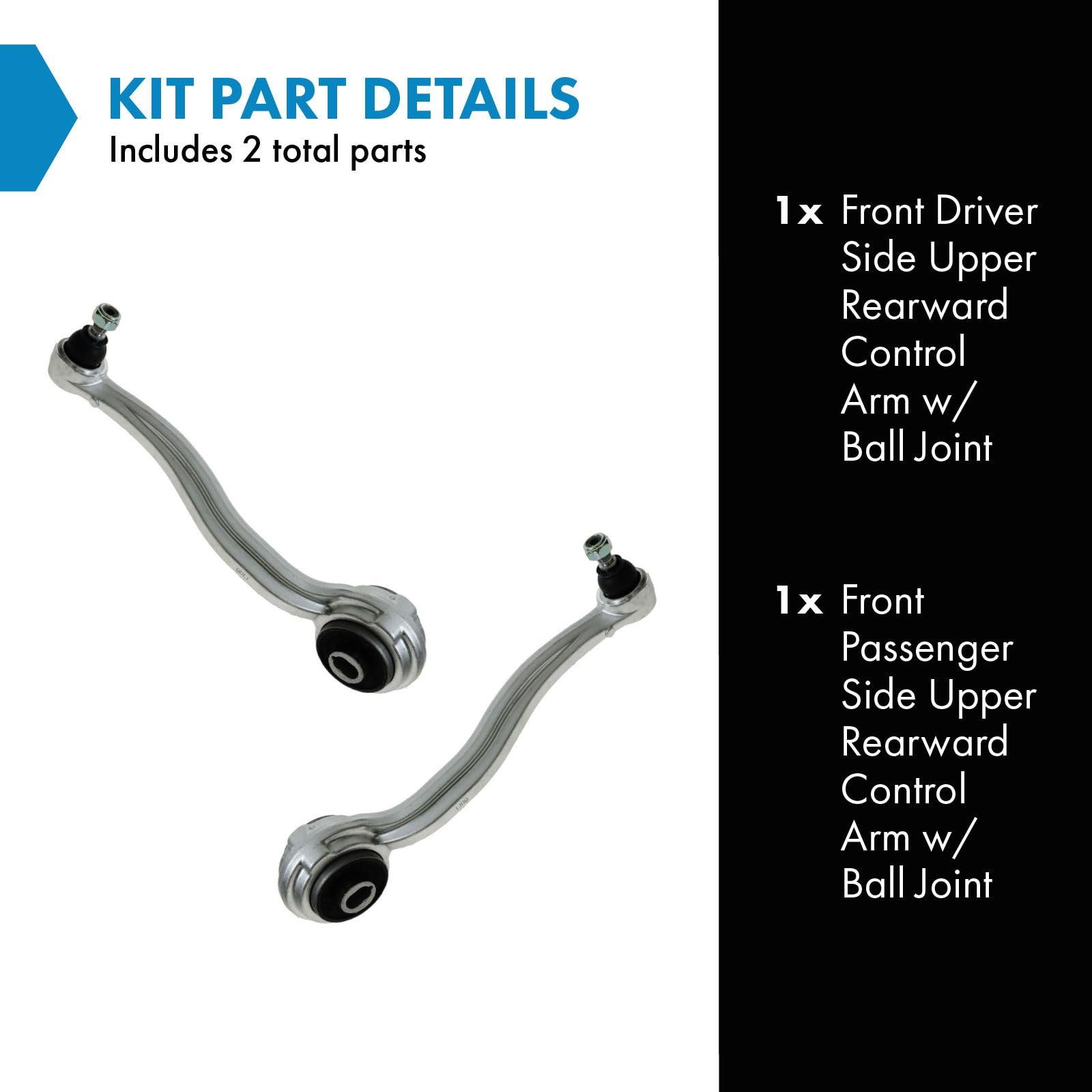 Trq Front Upper Control Arm With Ball Joint Set Compatible With 01-16 Mercedes-Benz