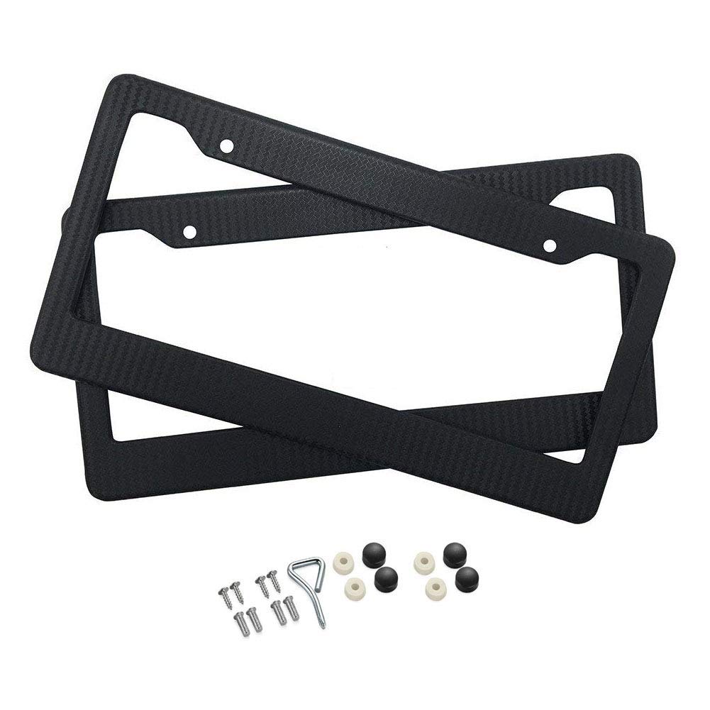 Blvd-Lpf Obey Your Luxury Car Carbon Fiber Painted Style Black Front Rear License Plate Frame Cover With Screw (Pack Of 2)