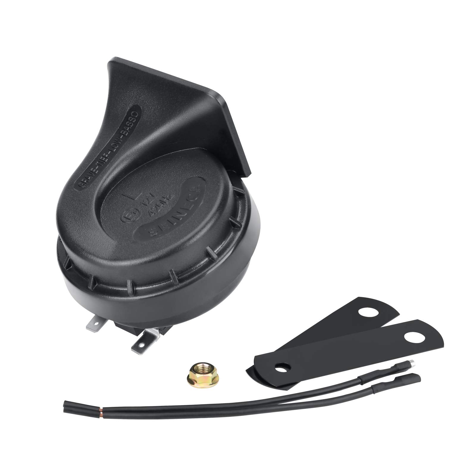 Car Single Horn Loud Waterproof 12V High Tone Snail Electric Horn For Motorcycle Pickup Rv Suv Mpv Van Electric Scooter. (Black Low)
