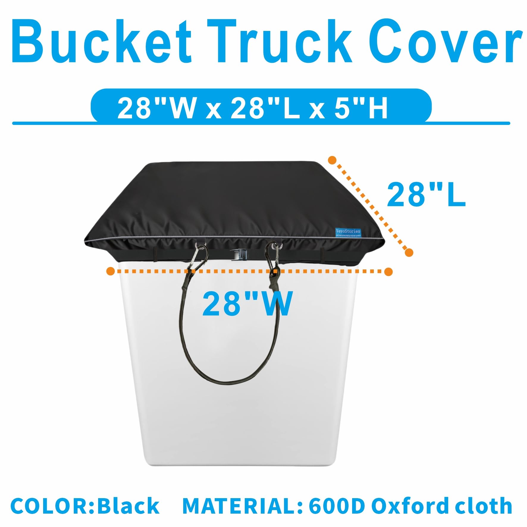 VeyoStories Bucket Truck Cover - Easy to use, Tear-resistant, with Elasticated Cord Buckle, Fits 1 Man Vinyl Bucket 28 x 28
