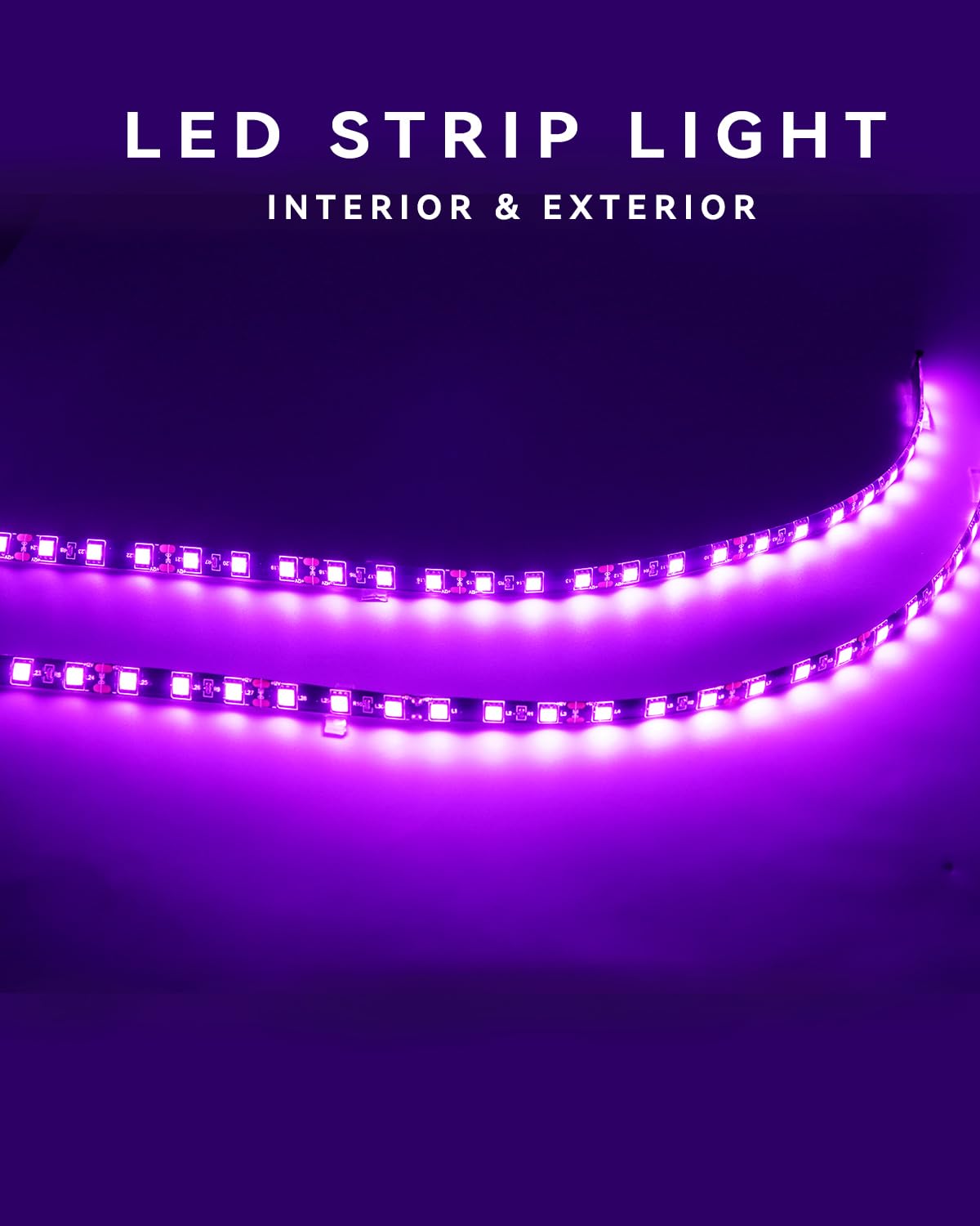 Car Led Strip Lights 24' Connectable 12V Led Light Strip For Cars Golf Cart Boat Marine Motorcycle Interior & Exterior Waterproof Led Strip Pink, 4Pack